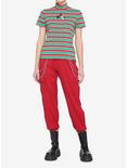 Disney Holiday Stripe Mock Neck Girls T-Shirt, RED, alternate