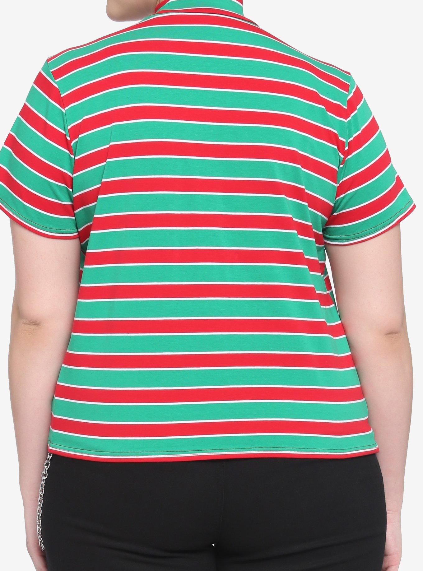 Disney Holiday Stripe Mock Neck Girls T-Shirt Plus Size, RED, alternate