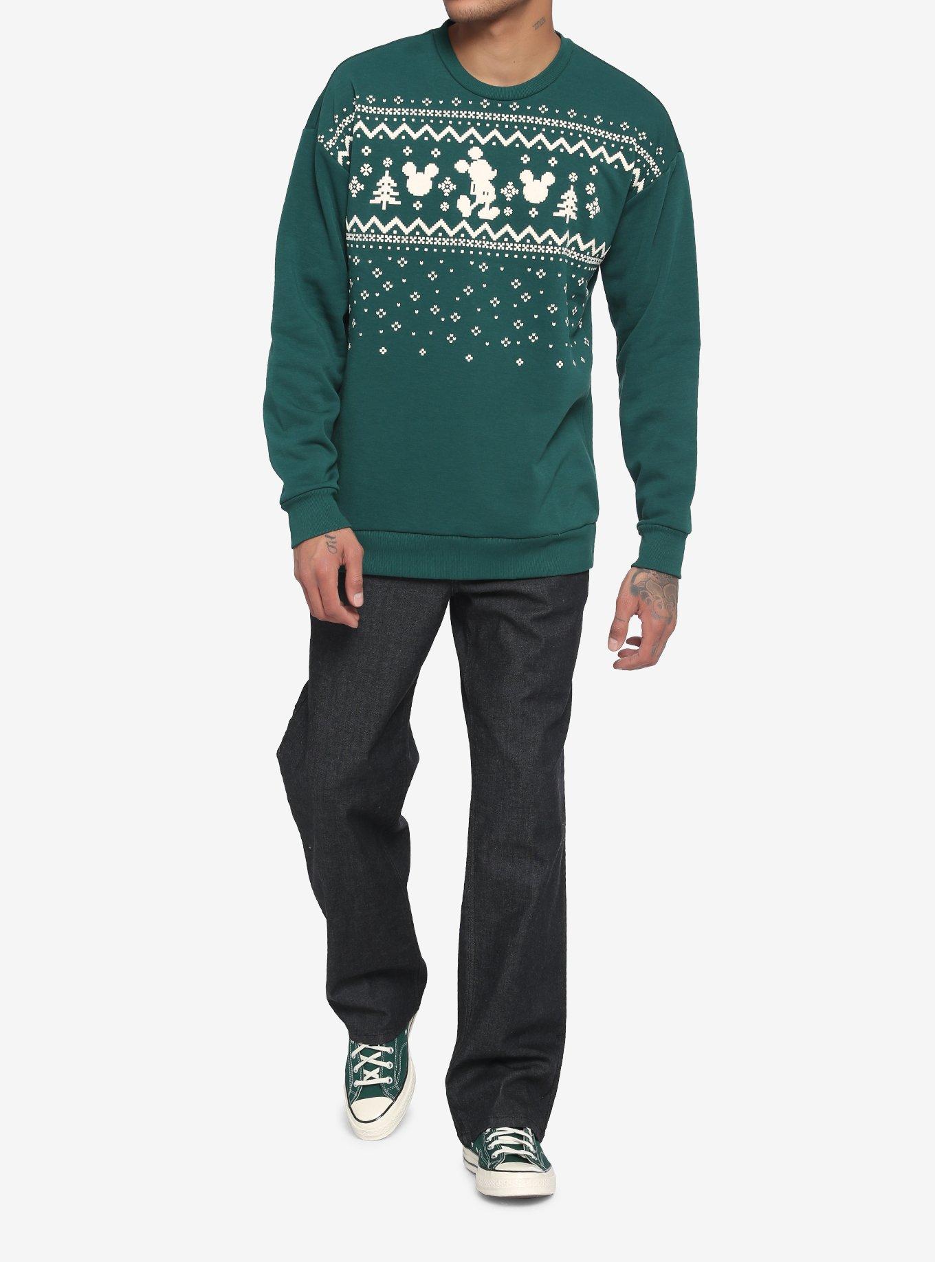 Disney Holiday Fair Isle Mickey Mouse Sweatshirt, FOREST GREEN, alternate