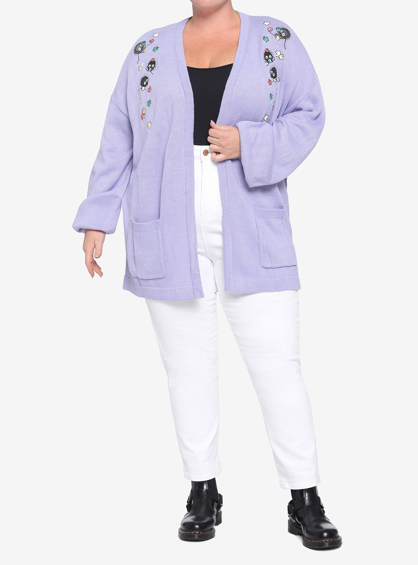 Her Universe Studio Ghibli Spirited Away Soot Sprites Lavender Open Cardigan Plus Size, MULTI, alternate