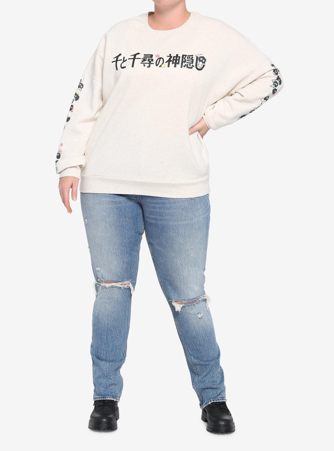 Her Universe Studio Ghibli Spirited Away Soot Sprites Japanese Text Sweatshirt Plus Size, MULTI, alternate
