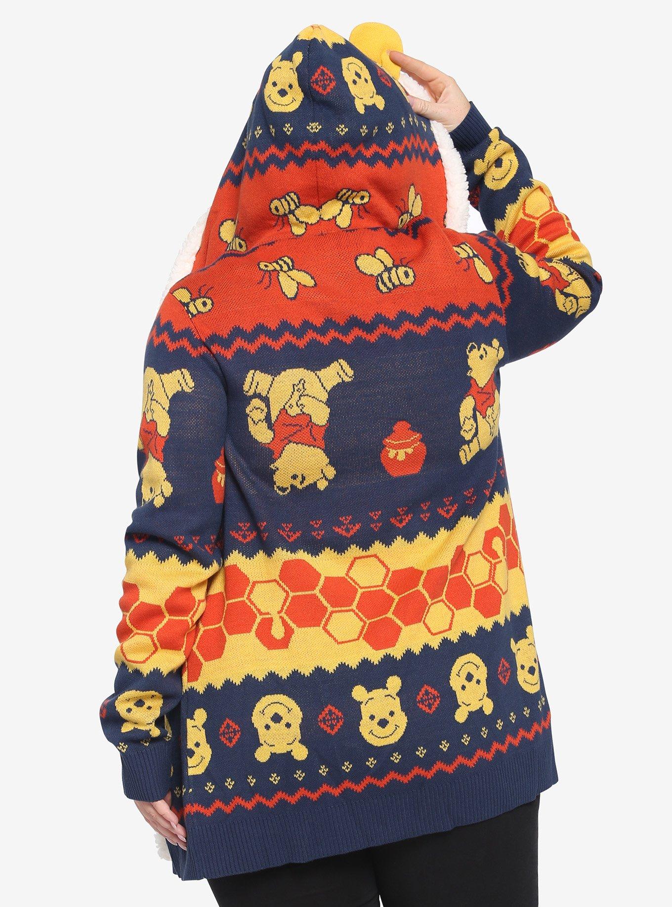 Disney Winnie The Pooh Fair Isle Sherpa Open Cardigan Plus Size, MULTI, alternate