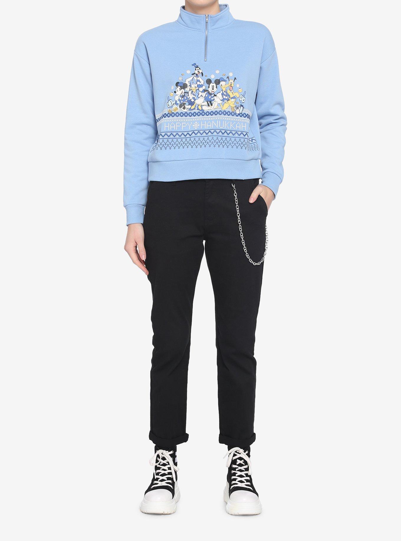 Disney Holiday Hanukkah Half-Zip Girls Crop Pullover, , hi-res