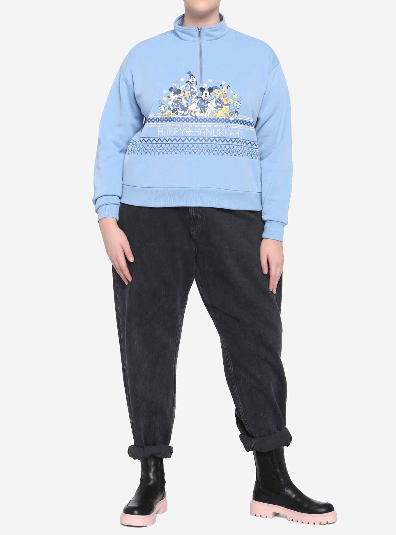 Disney Holiday Hanukkah Half-Zip Girls Crop Pullover Plus Size, MULTI, alternate