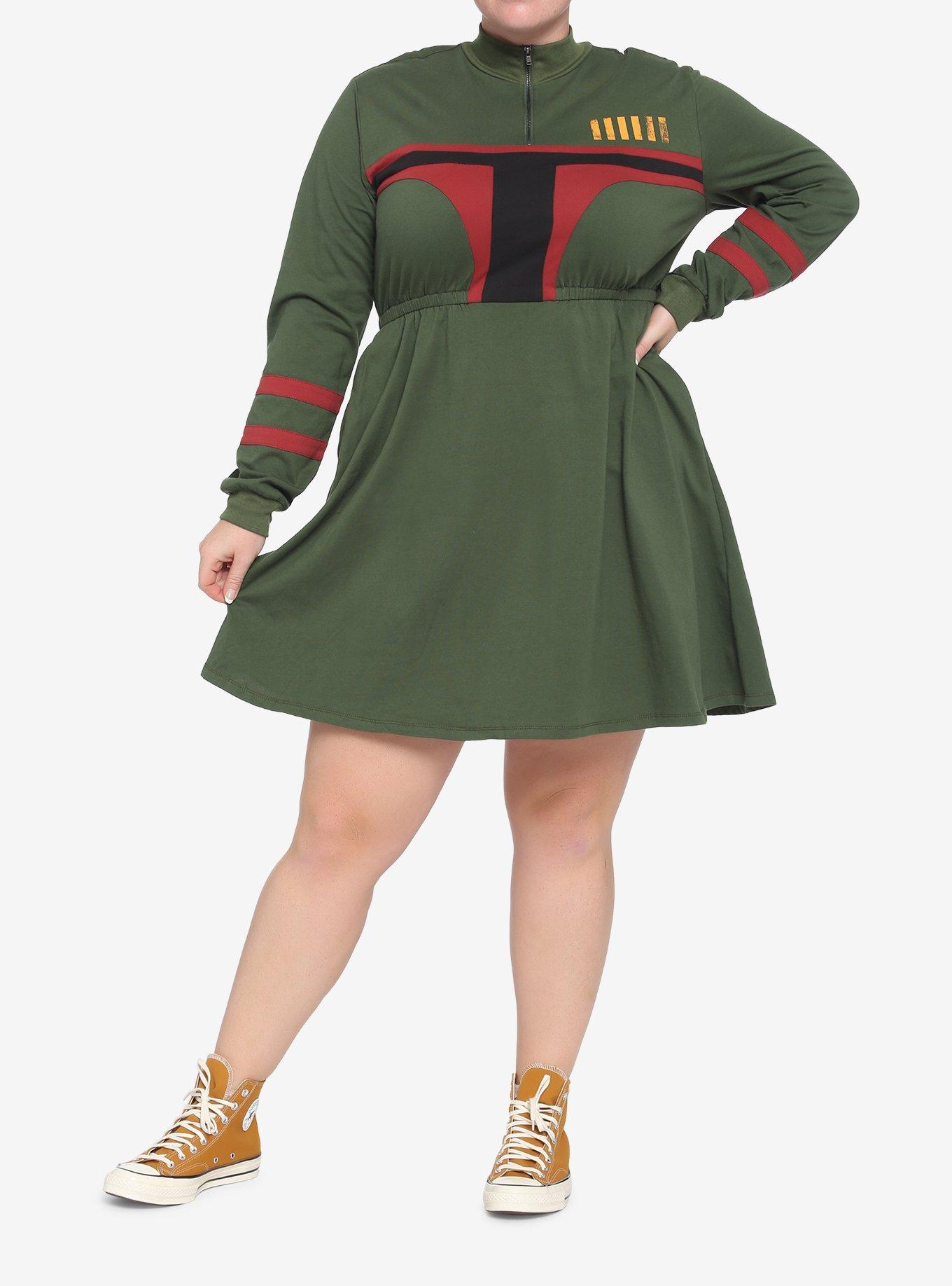 Her Universe Star Wars Boba Fett Zip-Neck Long-Sleeve Dress Plus Size, MULTI, alternate