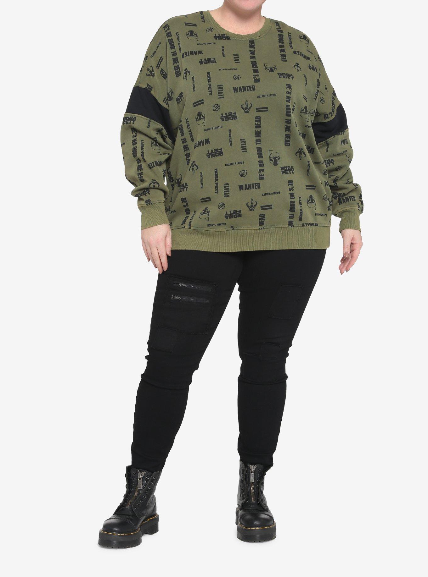 Her Universe Star Wars Boba Fett Logos Girls Sweatshirt Plus Size, BLACK, alternate