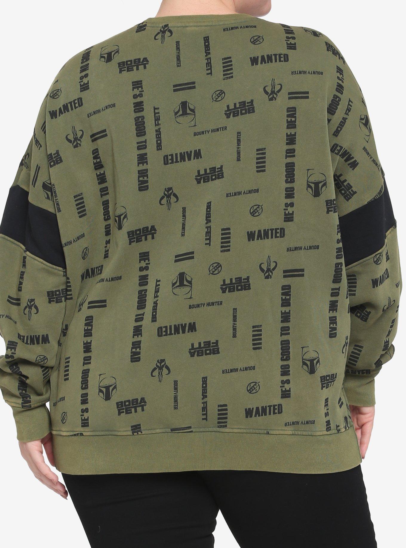 Her Universe Star Wars Boba Fett Logos Girls Sweatshirt Plus Size, BLACK, alternate