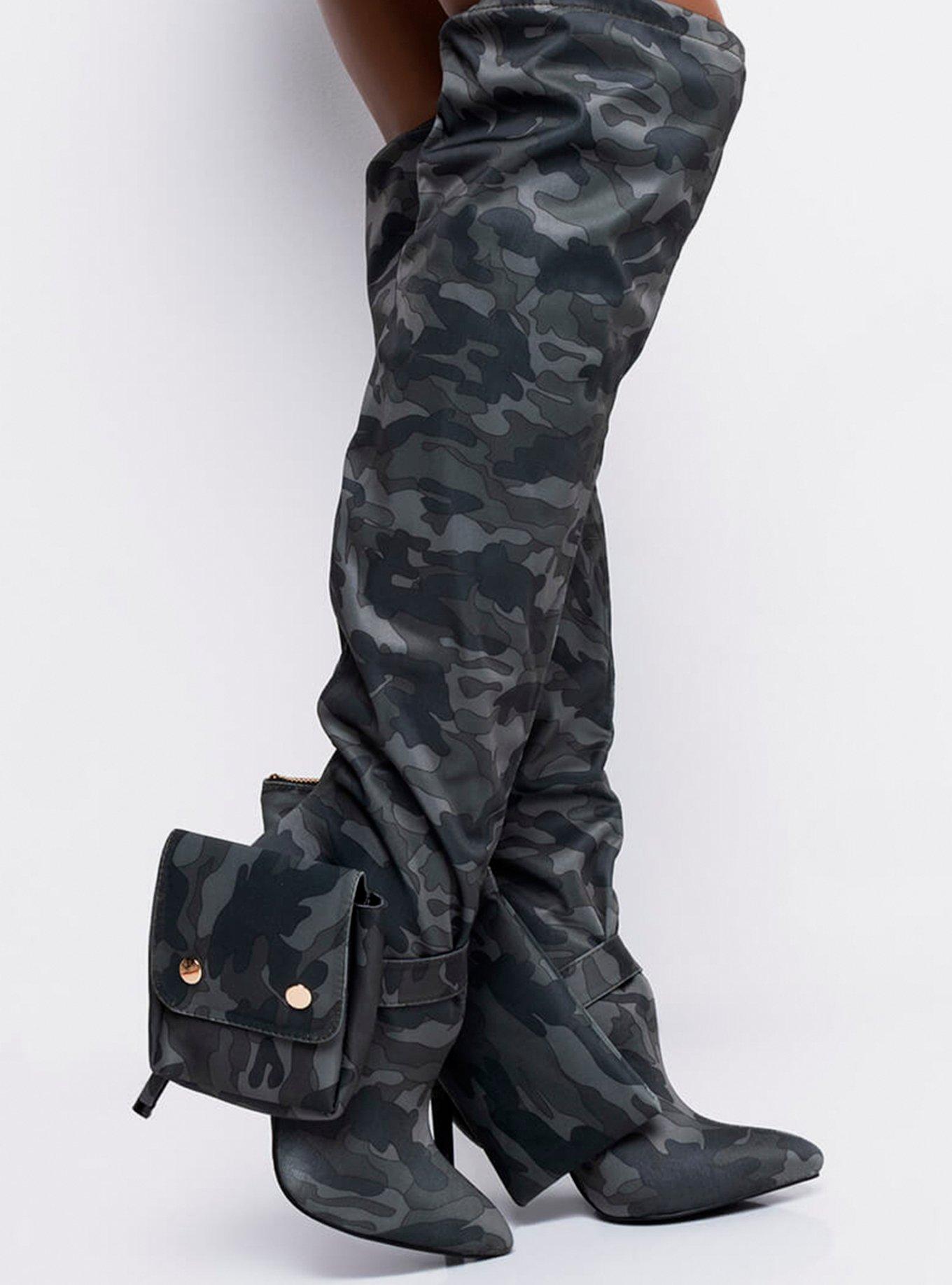 Azalea Wang Made For Walking Camo Boots, OLIVE, alternate