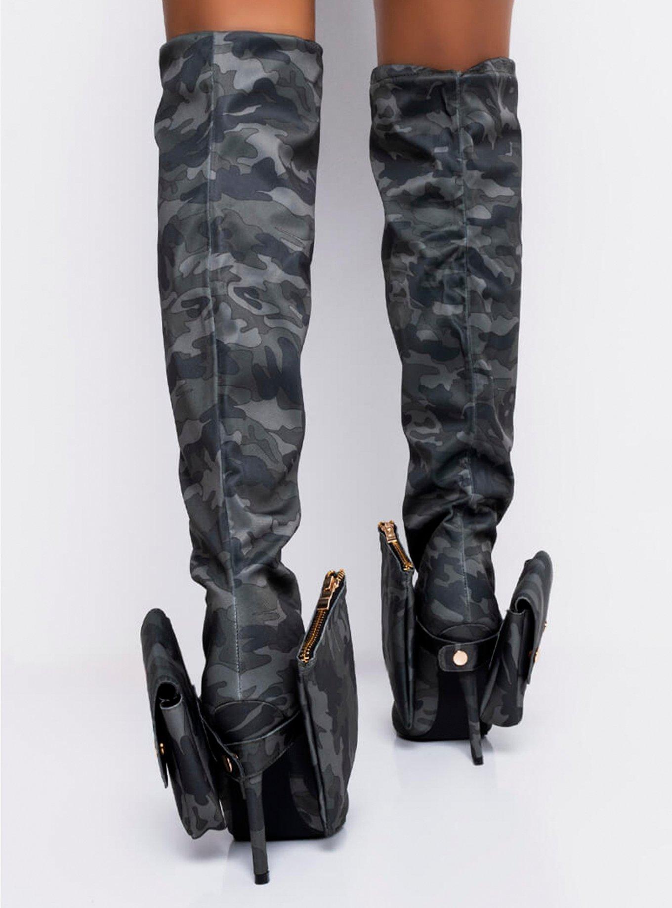 Azalea Wang Made For Walking Camo Boots, OLIVE, alternate