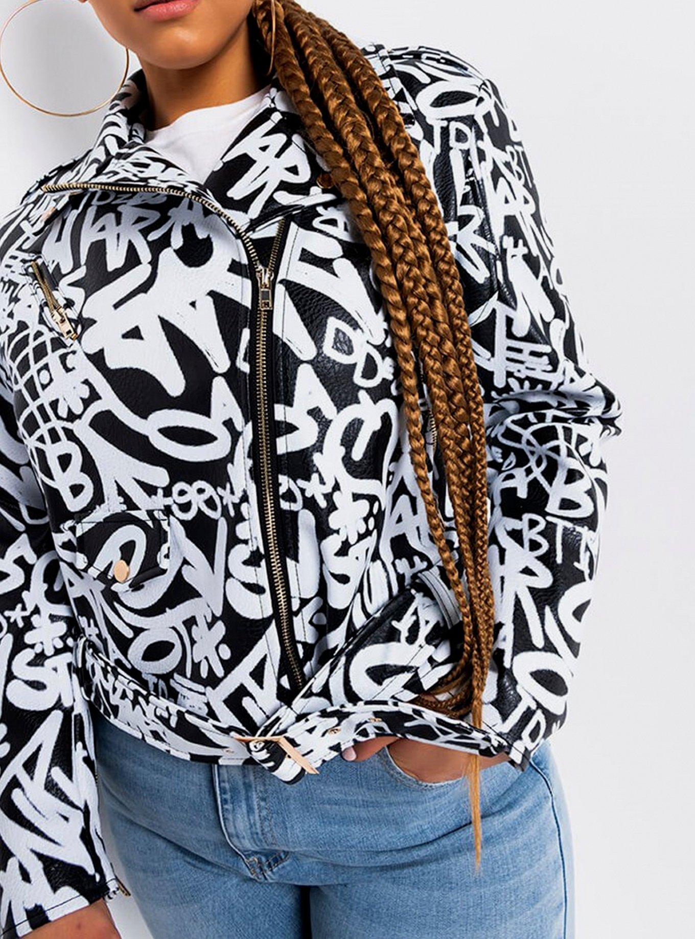 Azalea Wang No Games Moto Jacket Plus Size, BLACK, alternate