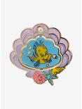 Disney The Little Mermaid Spinning Clamshell Ariel & Flounder Enamel Pin - BoxLunch Exclusive, , alternate