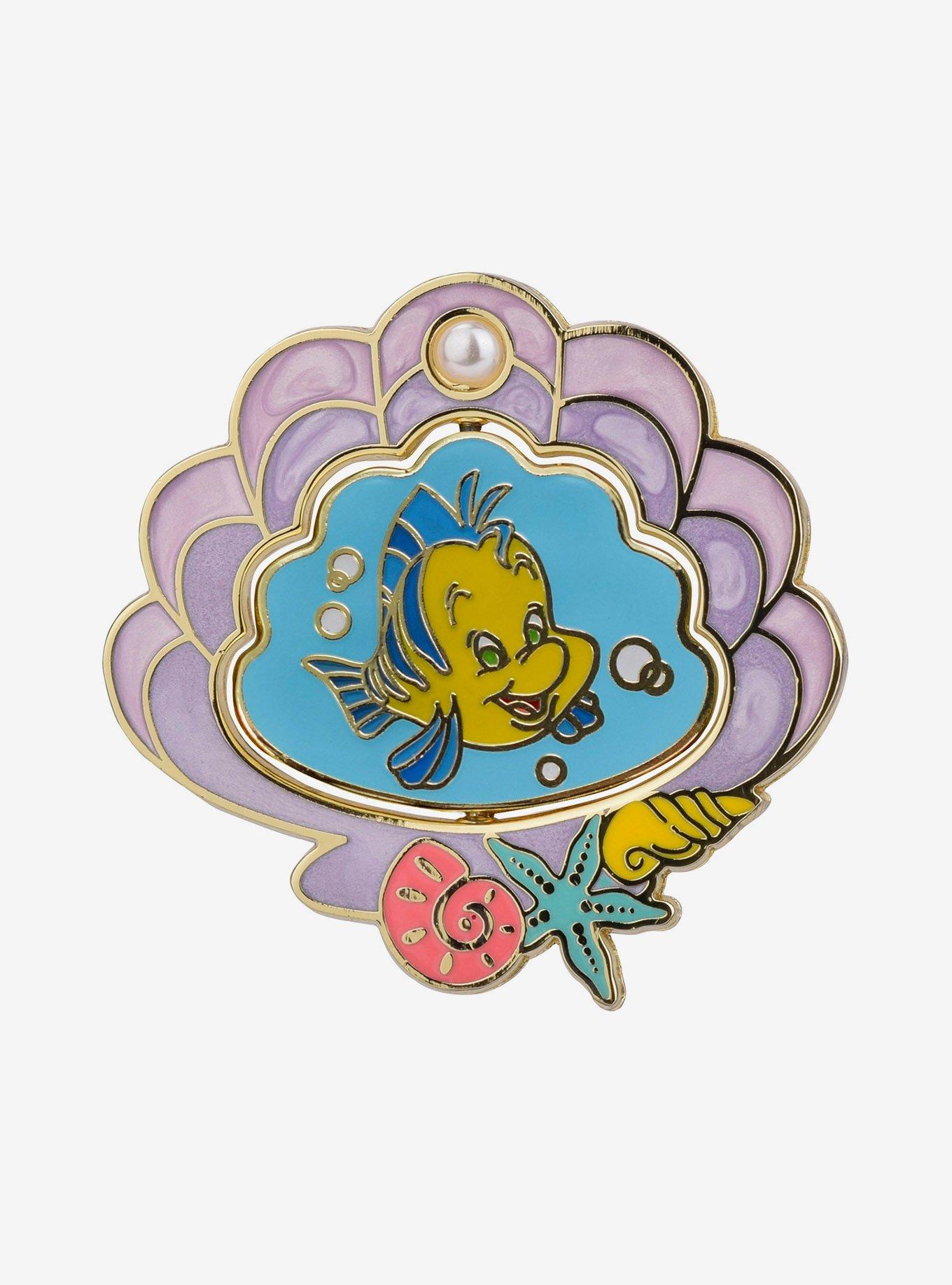 Disney The Little Mermaid Spinning Clamshell Ariel & Flounder Enamel Pin - BoxLunch Exclusive, , alternate