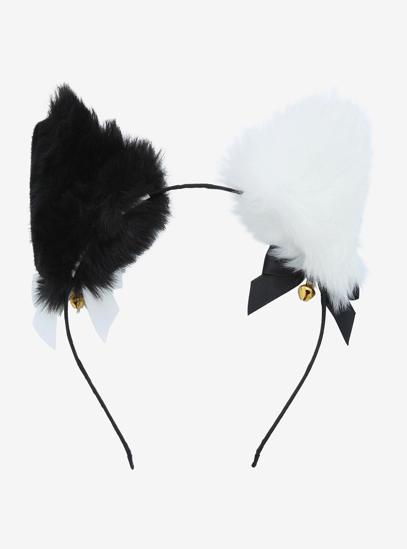 Black & White Split Cat Ear Headband, , alternate