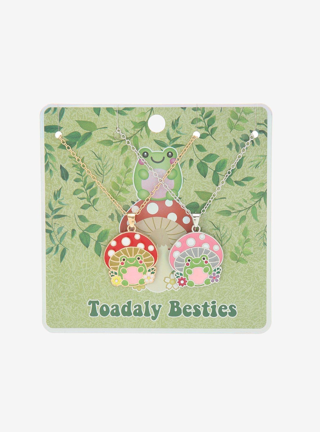 Pink & Red Mushroom Frogs Best Friend Necklace Set, , alternate