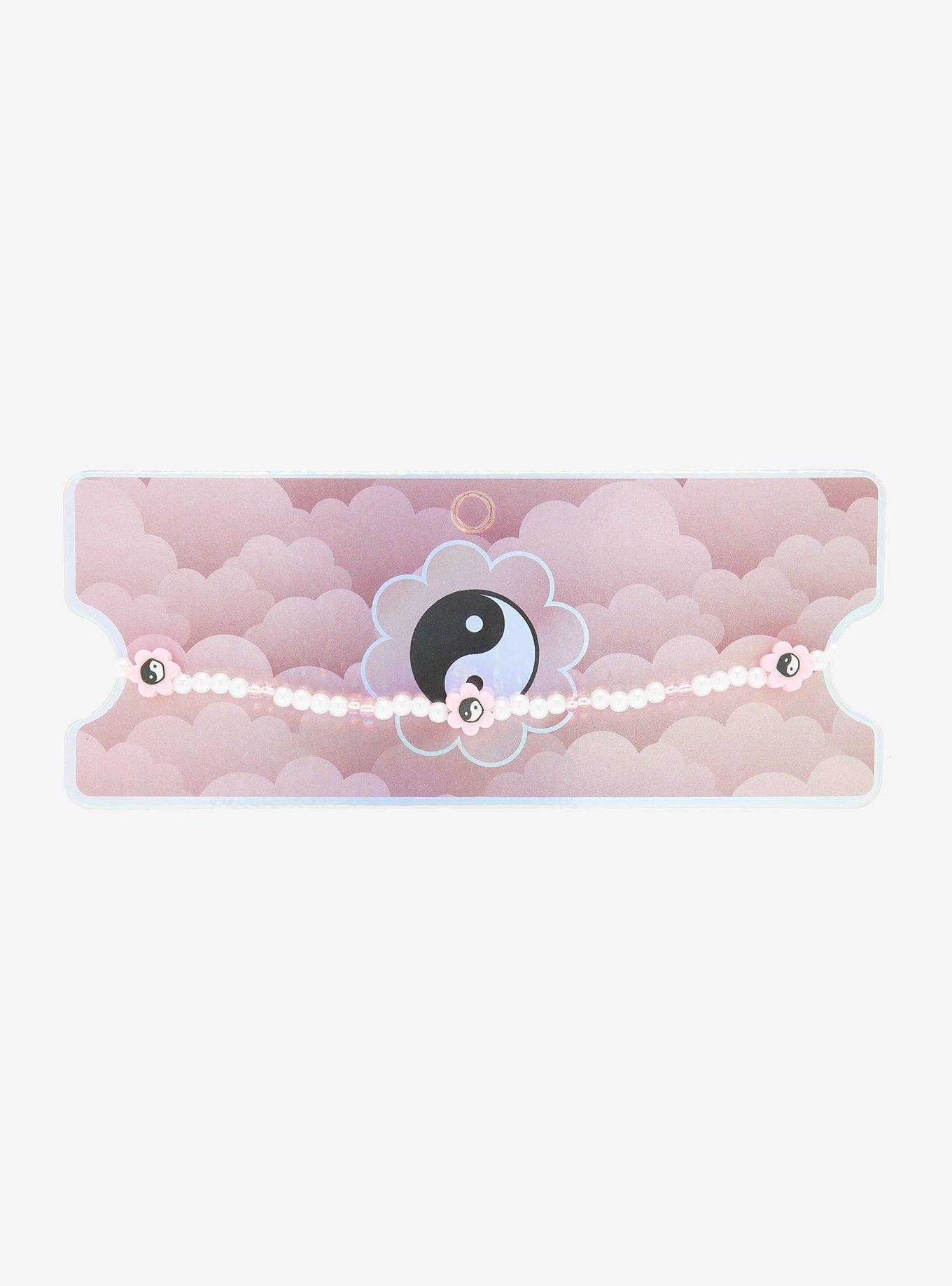 Pink & White Floral Yin-Yang Necklace, , alternate