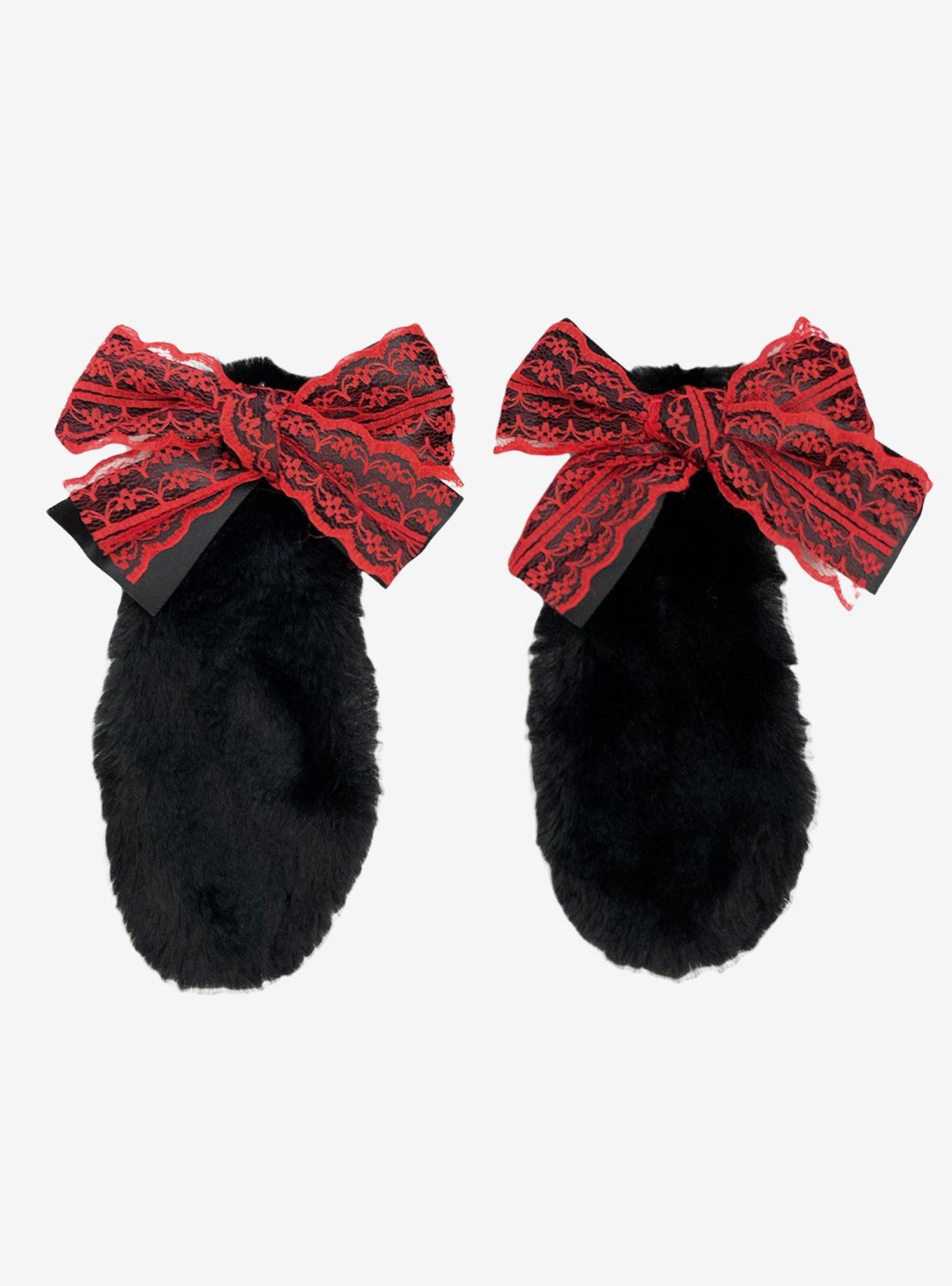 Black & Red Bow Puppy Ear Hair Clips, , alternate