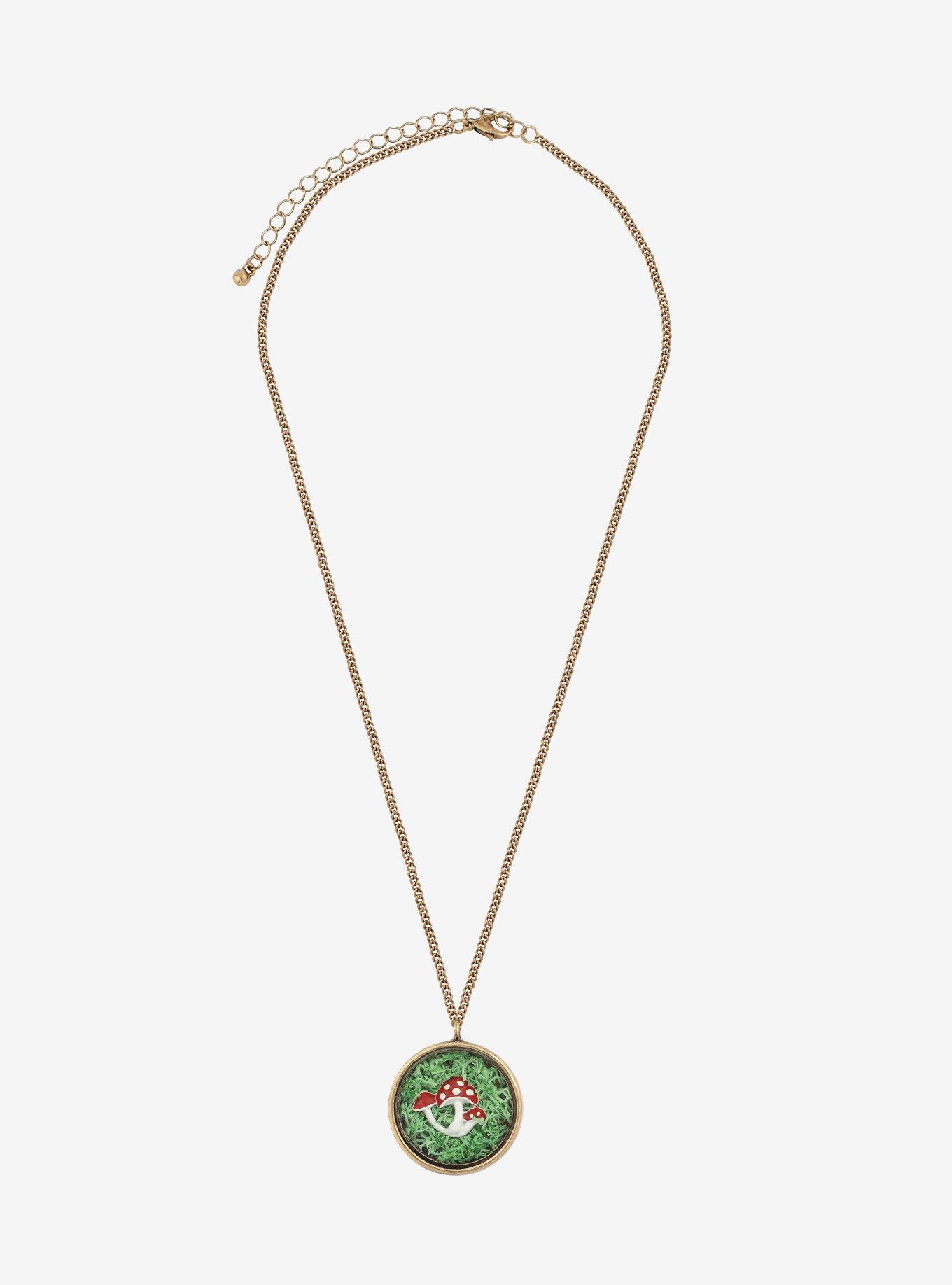 Mushroom & Moss Pendant Necklace, , alternate