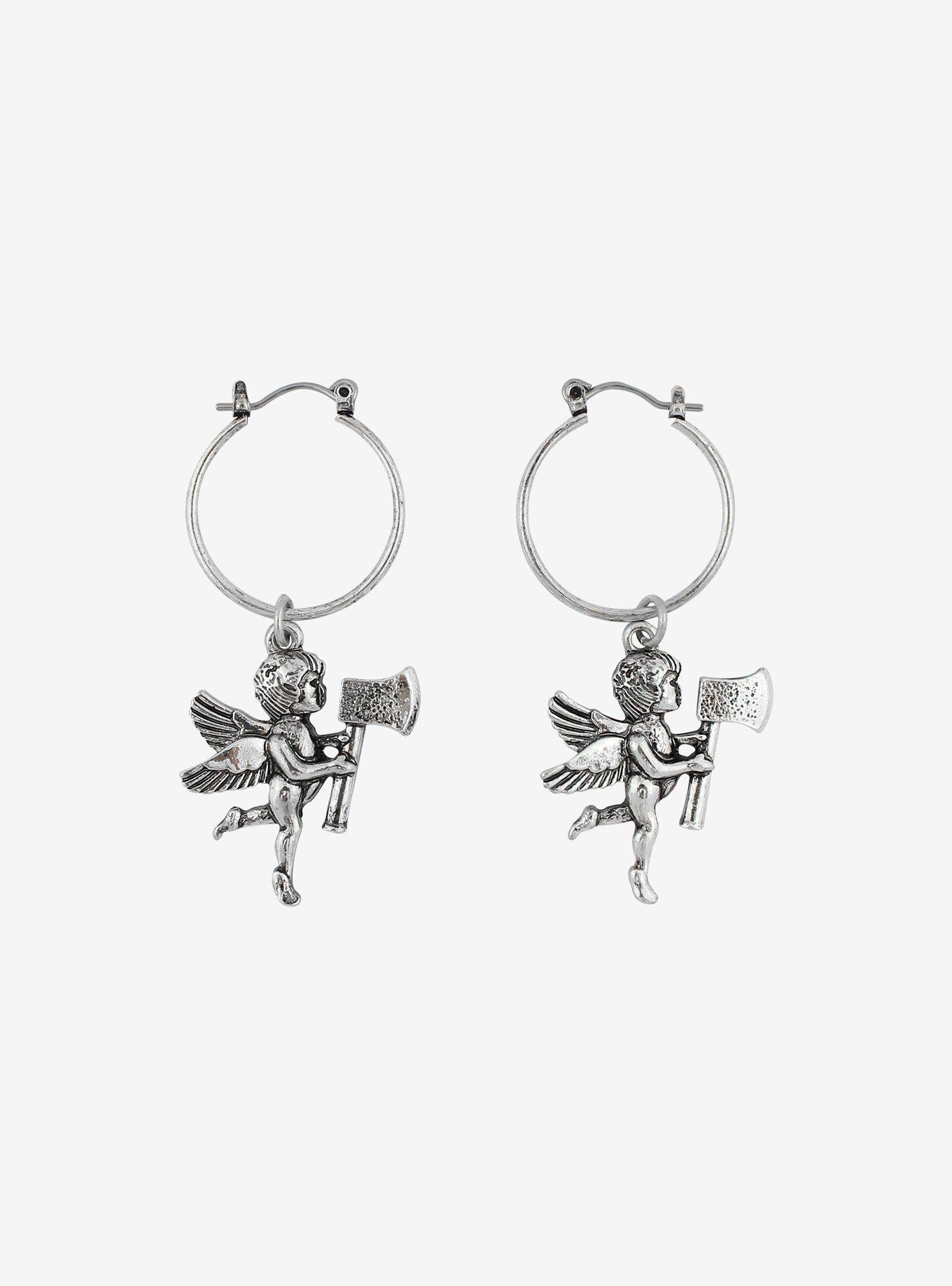 Angels With Axes Hoop Earrings, , alternate