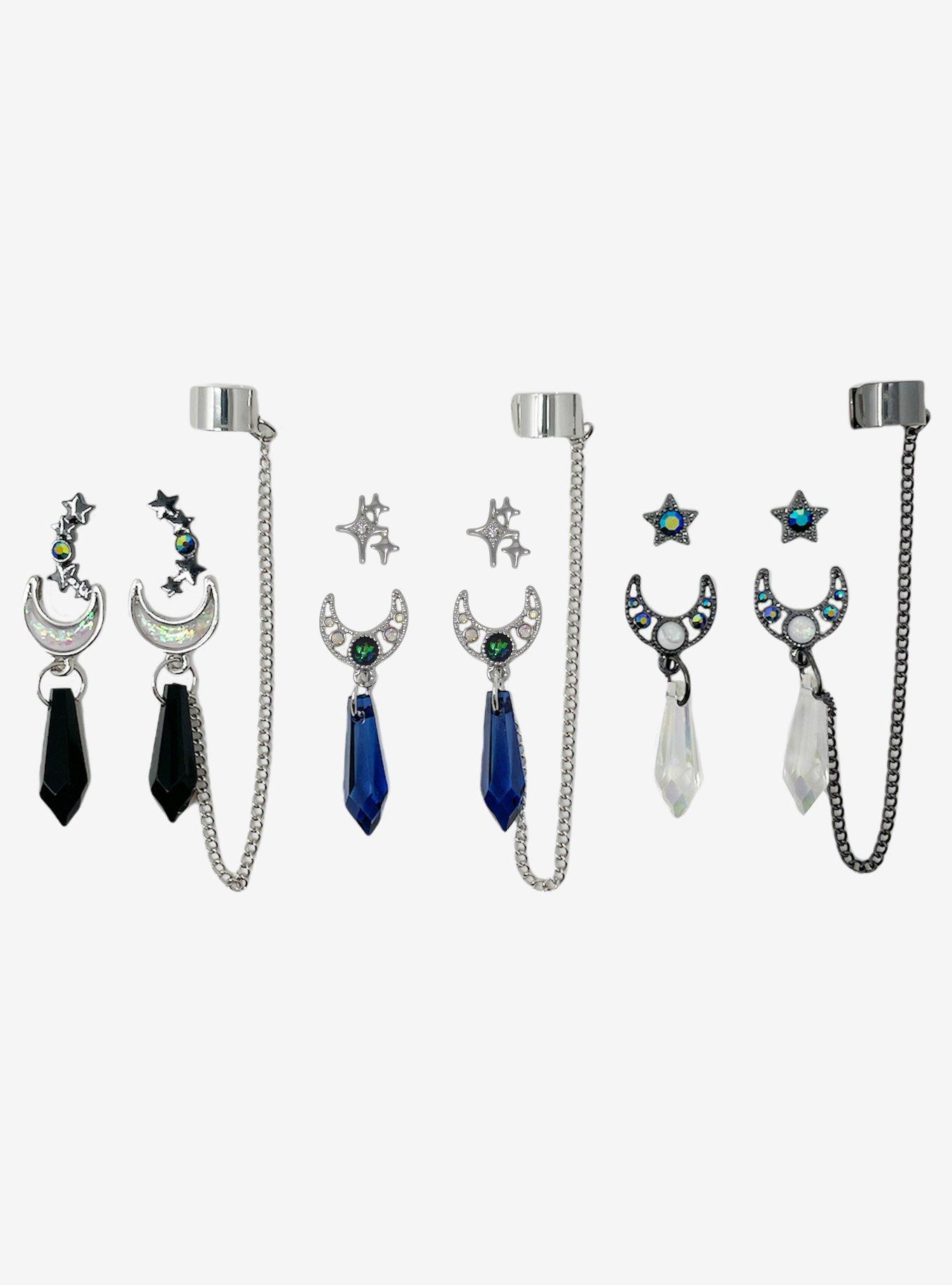 Moon & Stars Mismatch Earring Set, , alternate