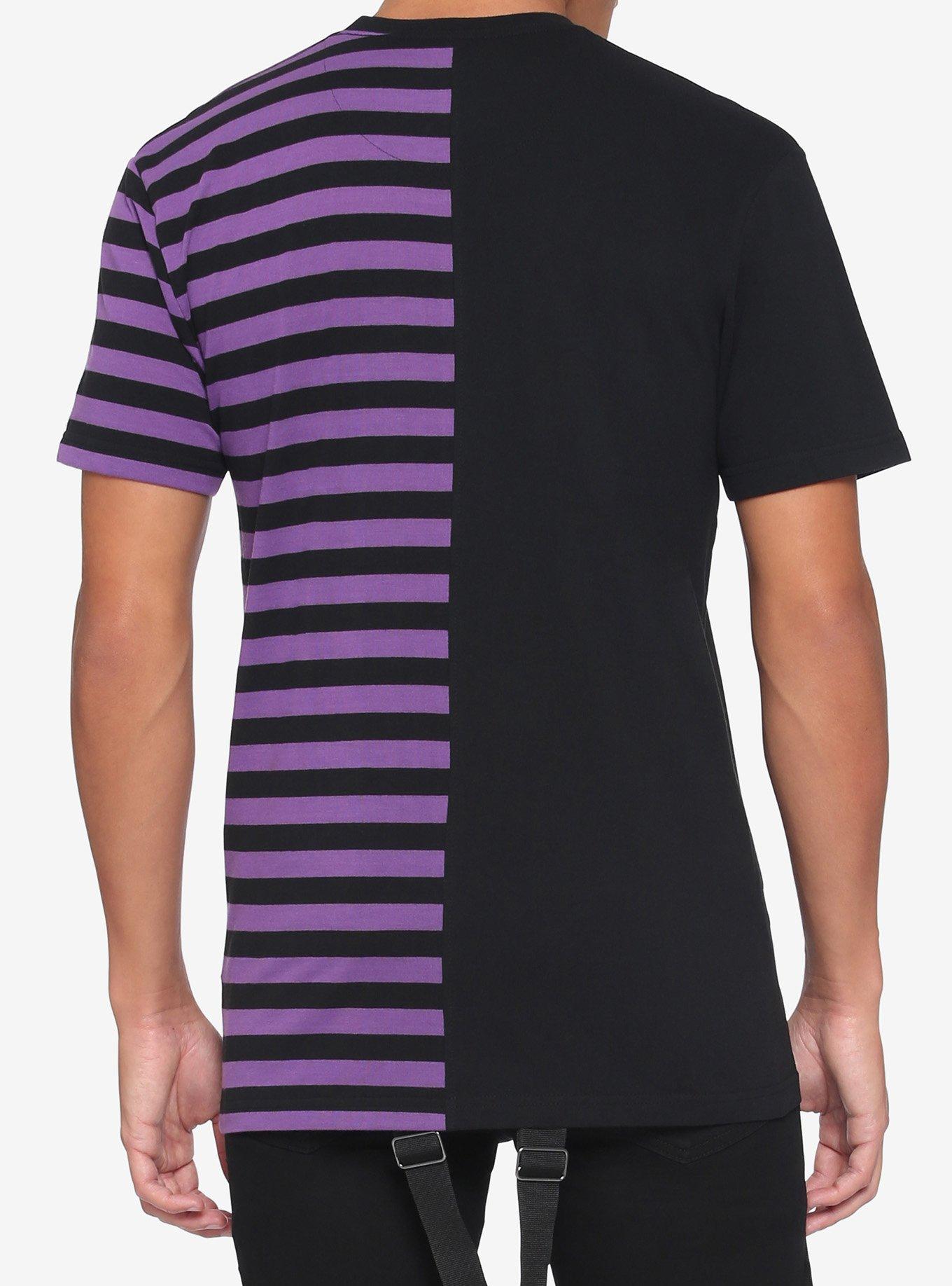 Purple & Black Stripe Split T-Shirt, STRIPE - PURPLE, alternate