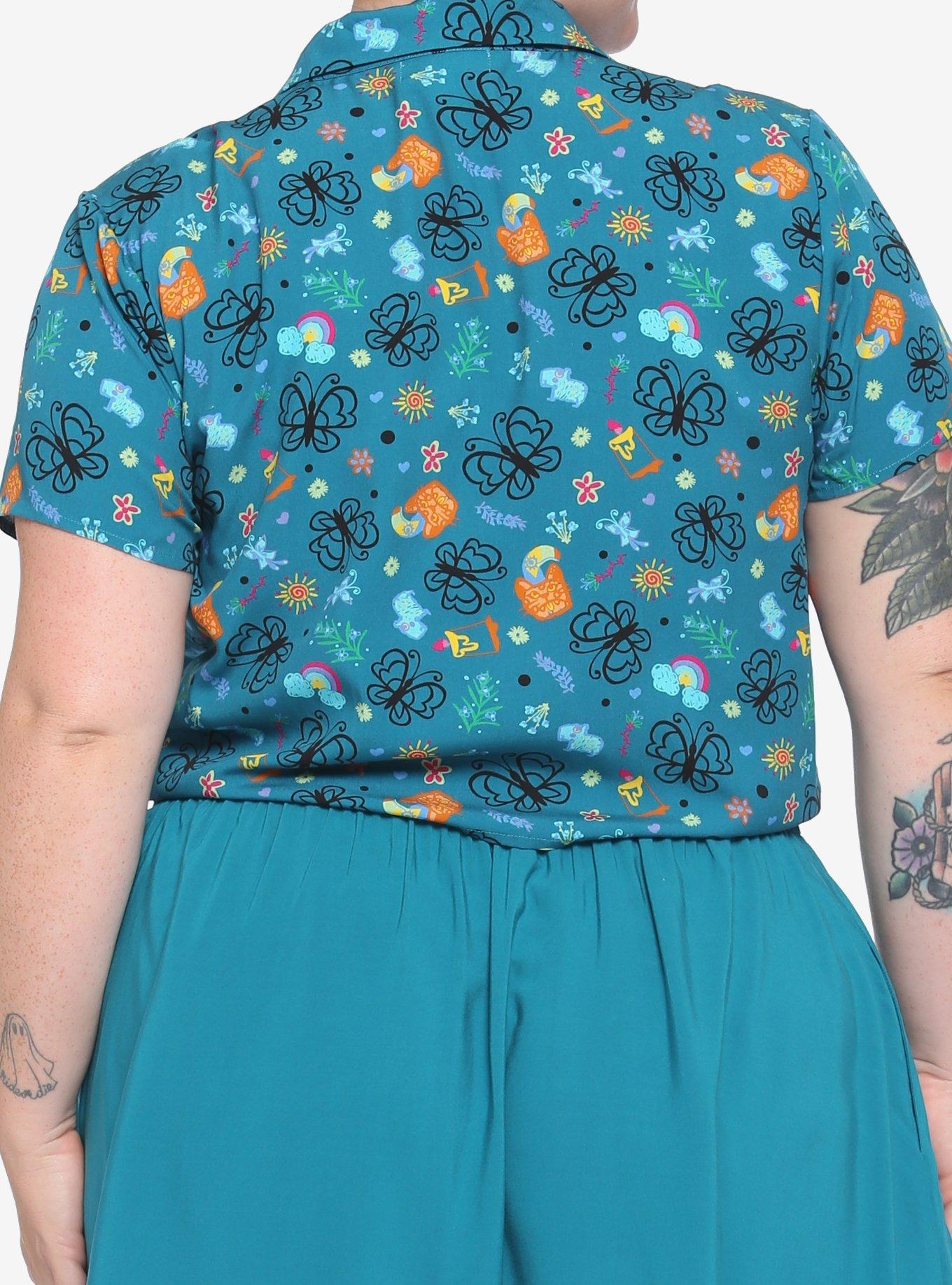 Disney Encanto Tie-Front Woven Button-Up Plus Size, MULTI, alternate