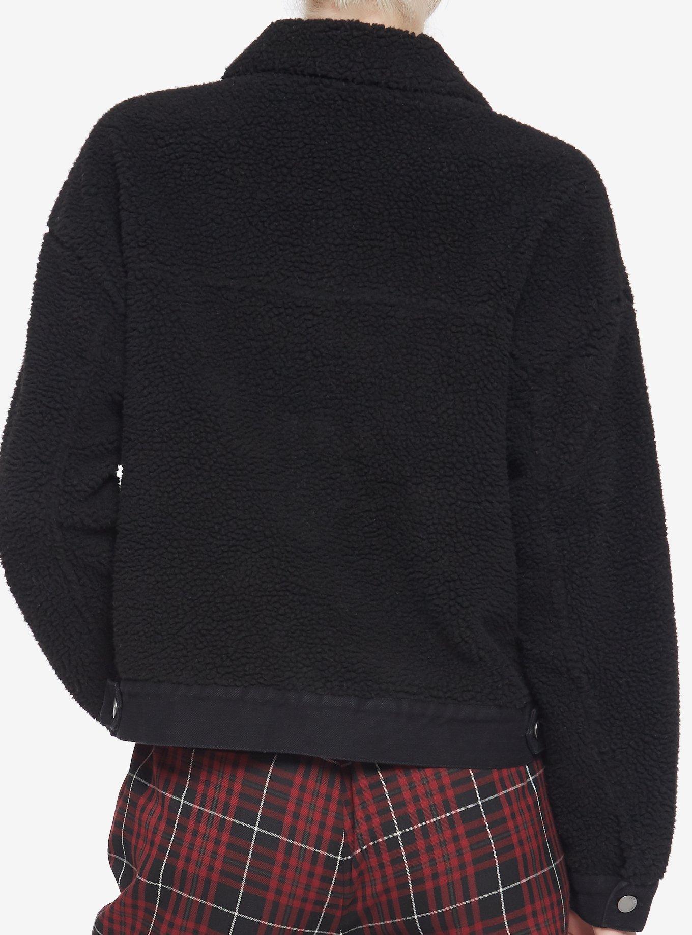 Black Sherpa & Denim Girls Jacket, BLACK, alternate