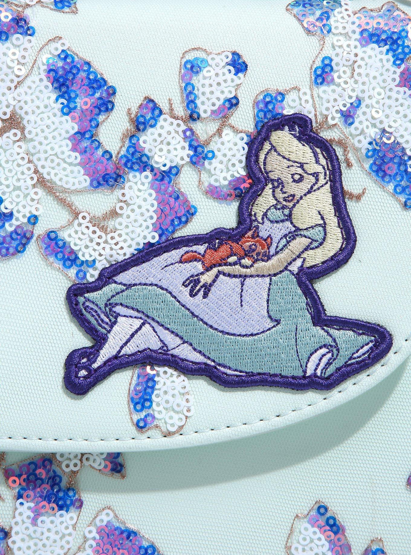 Loungefly Disney Alice in Wonderland Alice & Dinah Floral Sequin Handbag - BoxLunch Exclusive, , alternate