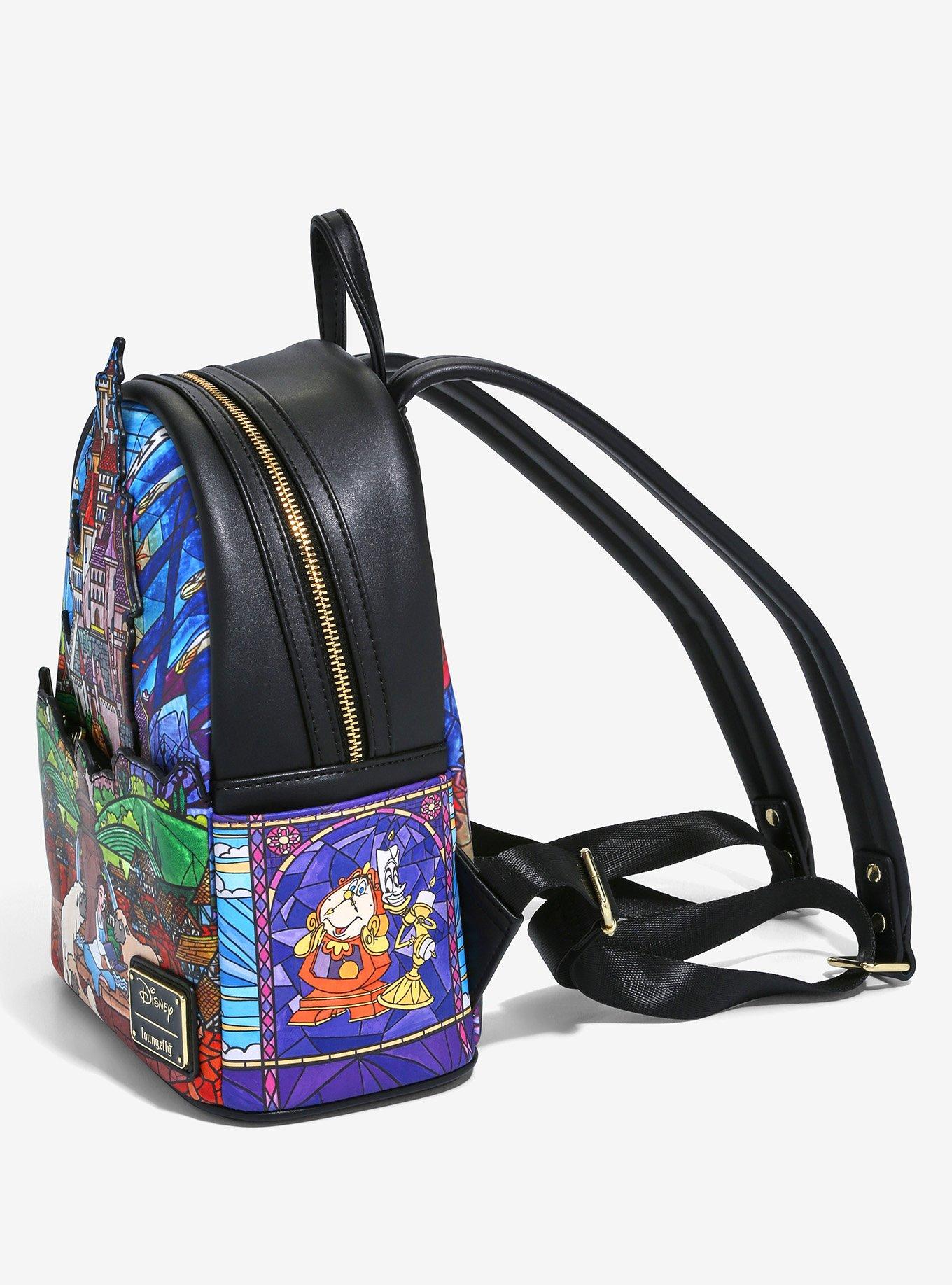 Loungefly Disney Beauty and The Beast Stained Glass Castle Mini Backpack, , alternate