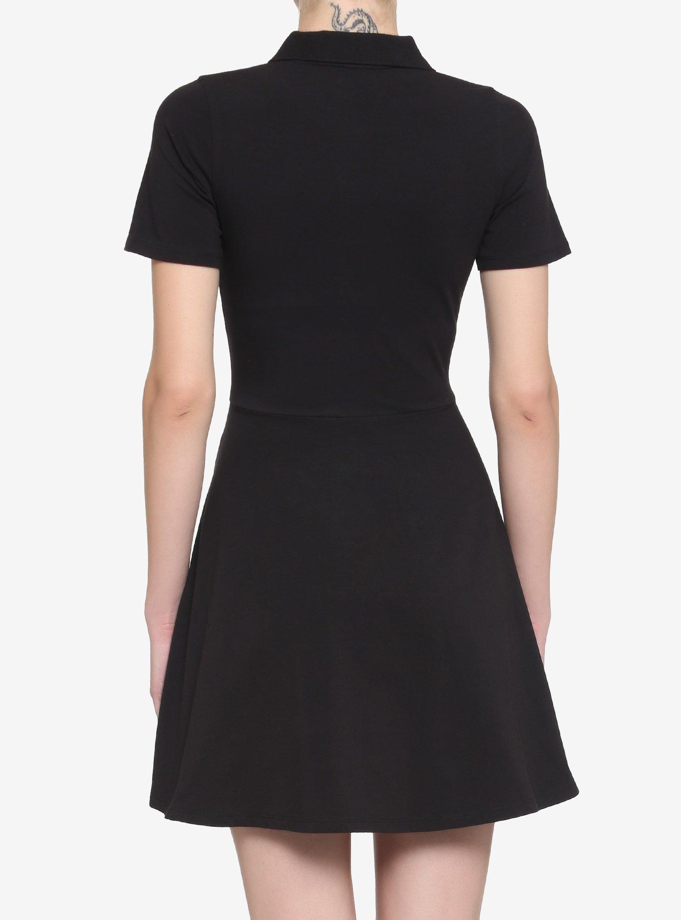 Black Padlock Polo Skater Dress, BLACK, alternate
