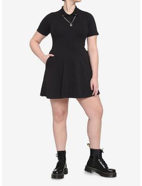 Black Padlock Polo Skater Dress Plus Size, , hi-res