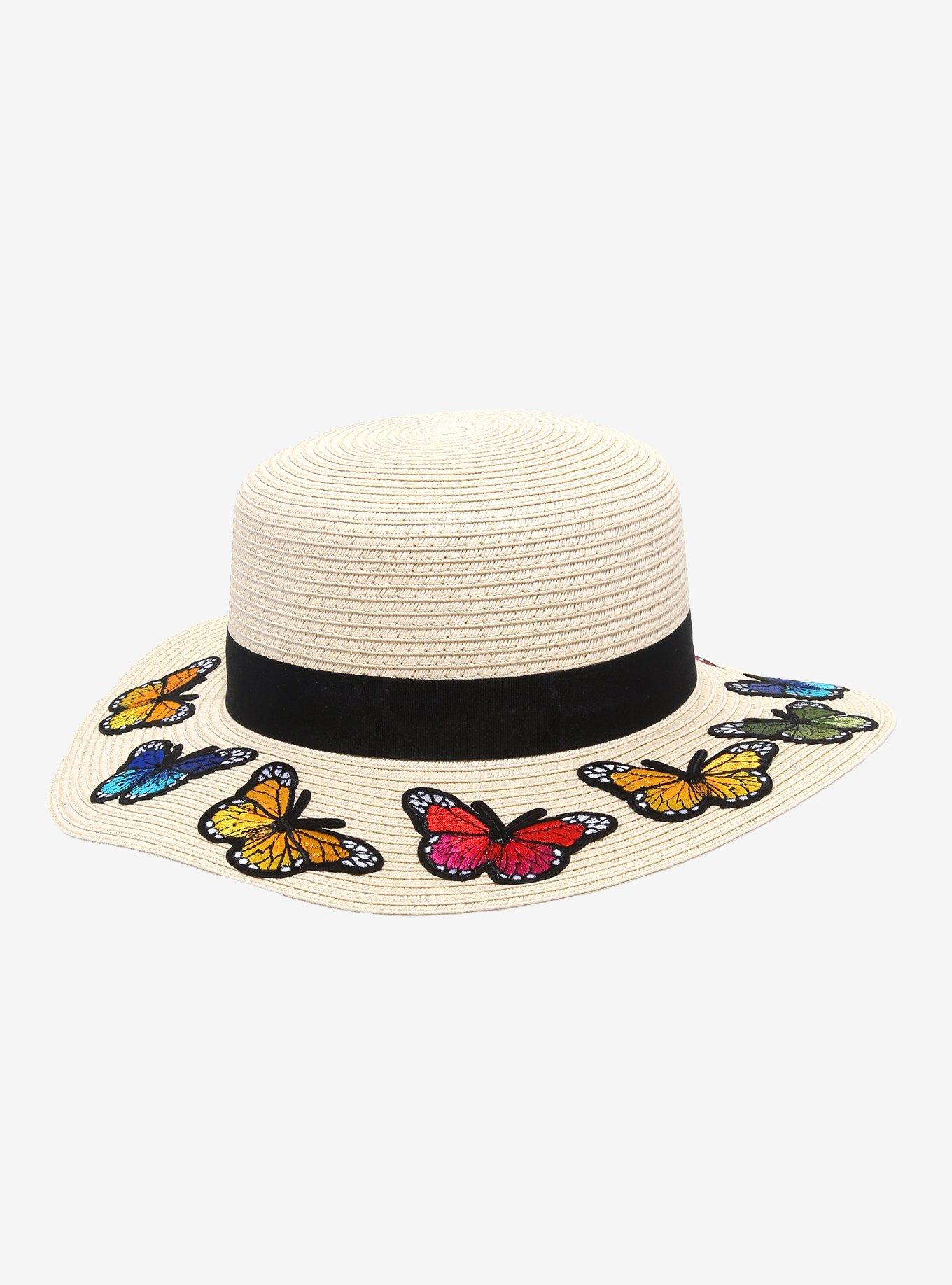 Butterfly Floppy Straw Hat, , alternate