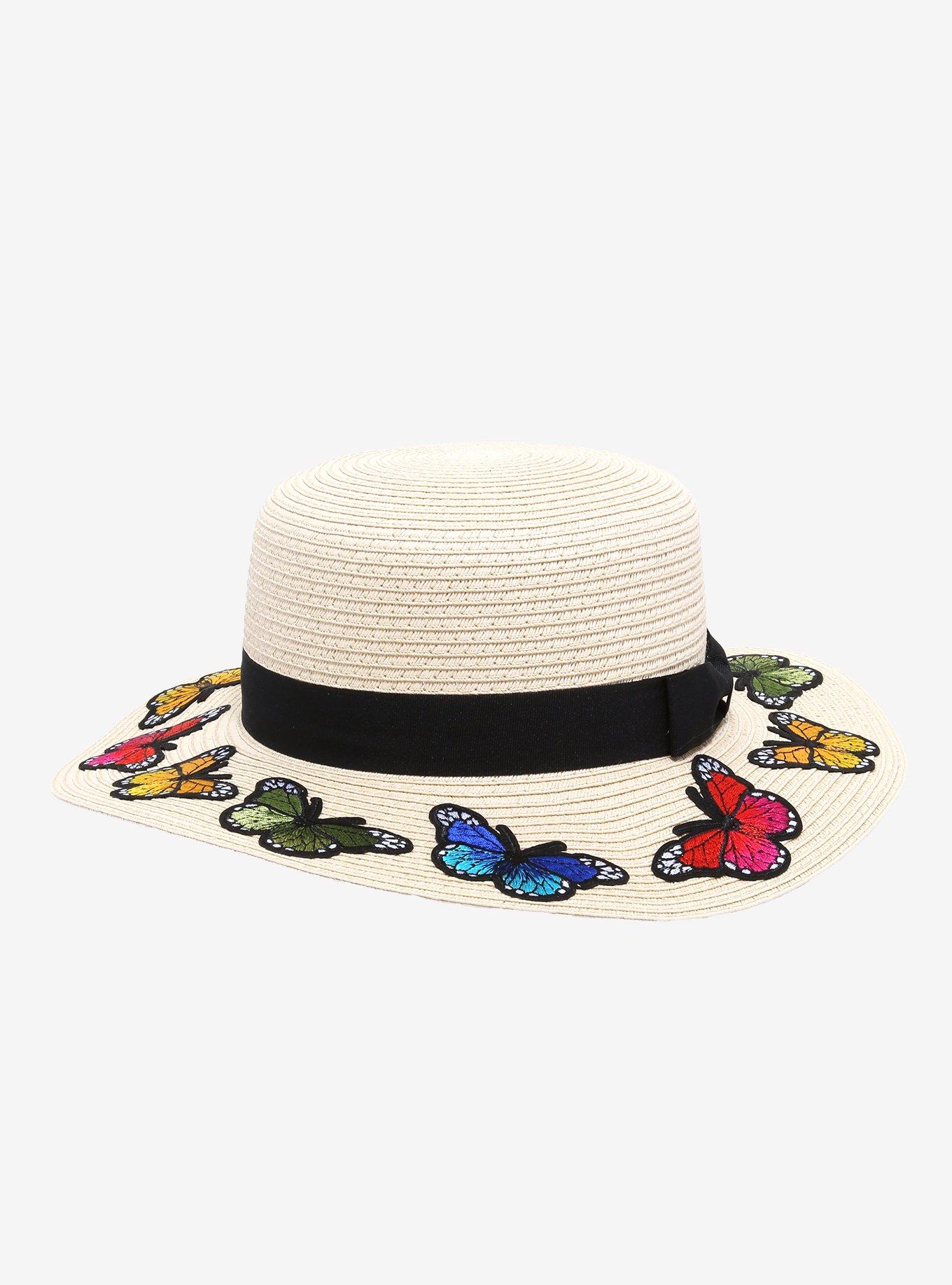 Butterfly Floppy Straw Hat, , alternate