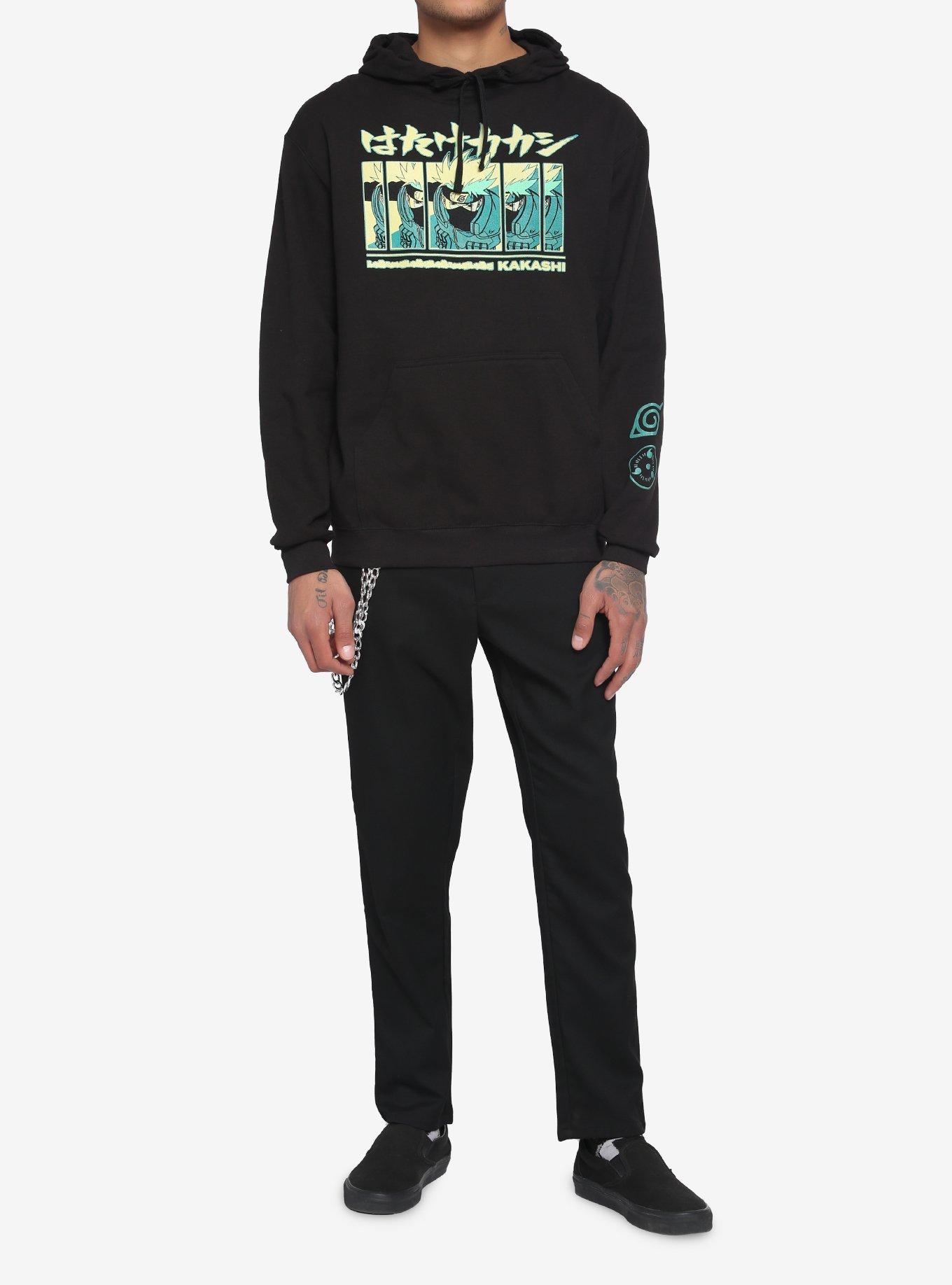 Naruto Shippuden Kakashi Split Face Hoodie, BLACK, alternate