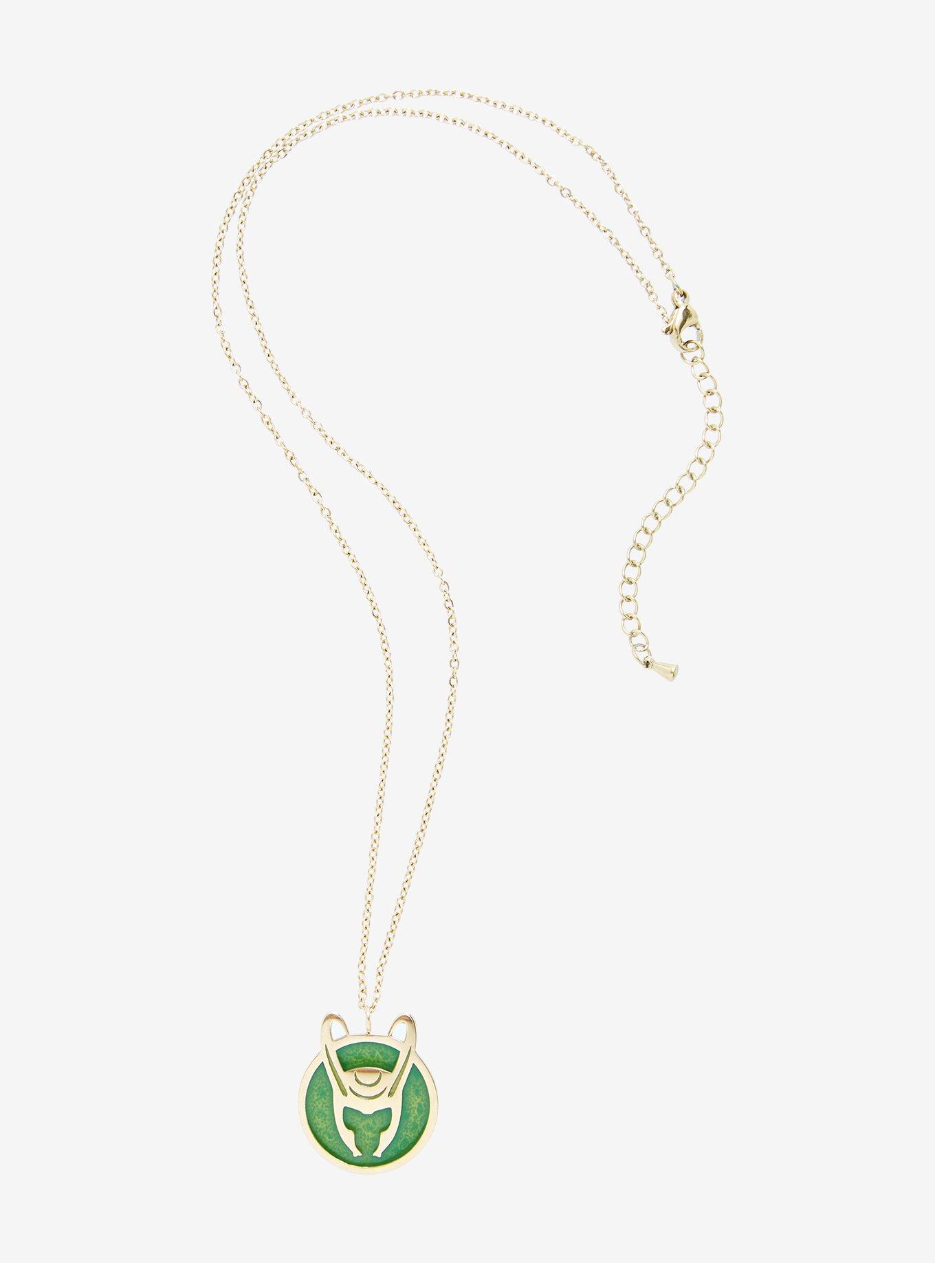 Marvel Loki Helmet Symbol Pendant Necklace, , alternate