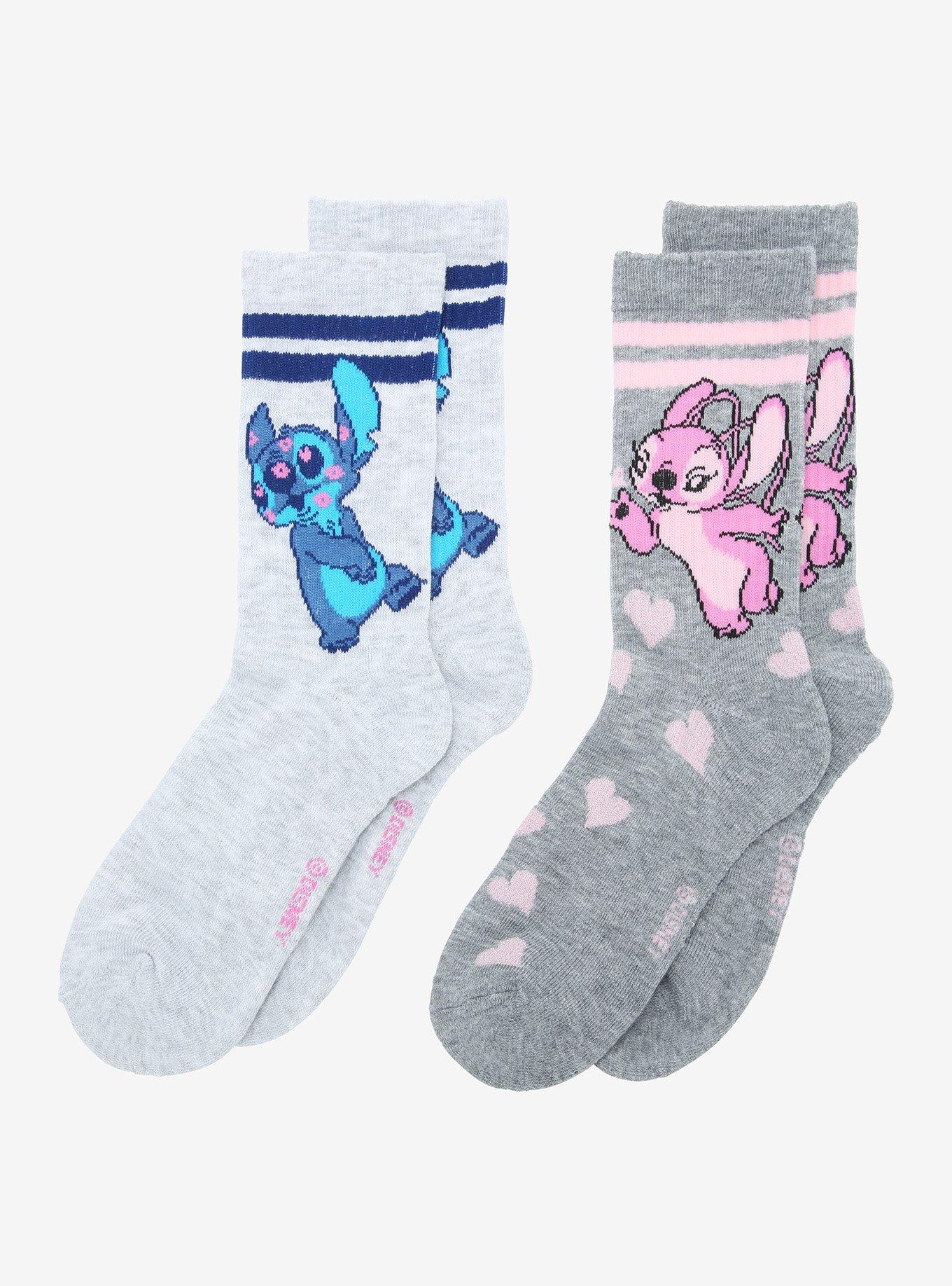 Disney Lilo & Stitch Stripe Hearts Crew Socks 2 Pair, , alternate