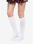 White & Pink Kitty Paw Knee-High Socks, , alternate