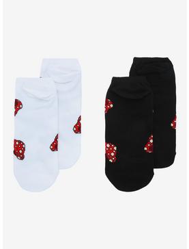 Black & White Mushroom No-Show Socks 2 Pair, , hi-res