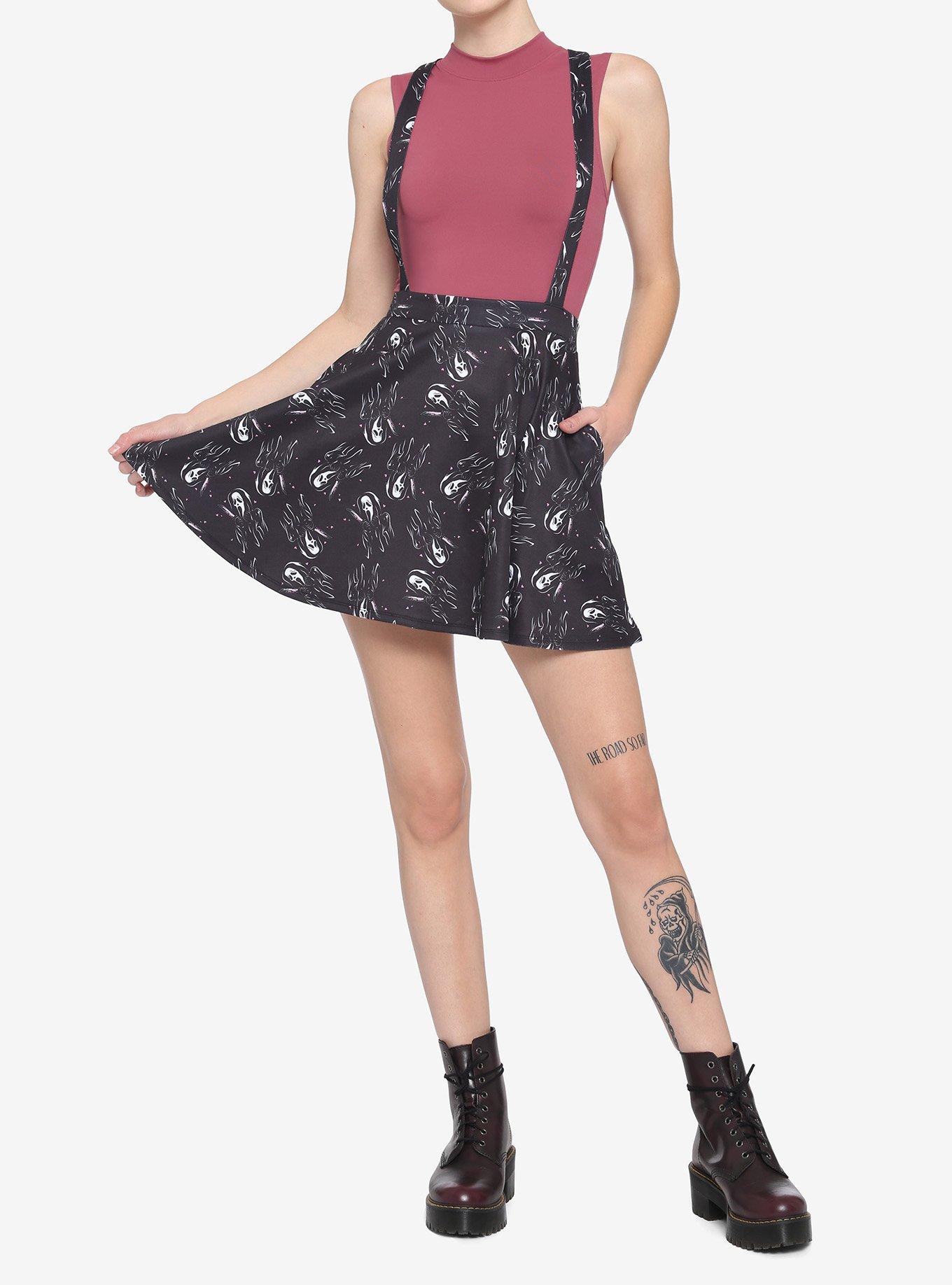 Scream Ghost Face Suspender Skirt, MULTI, alternate