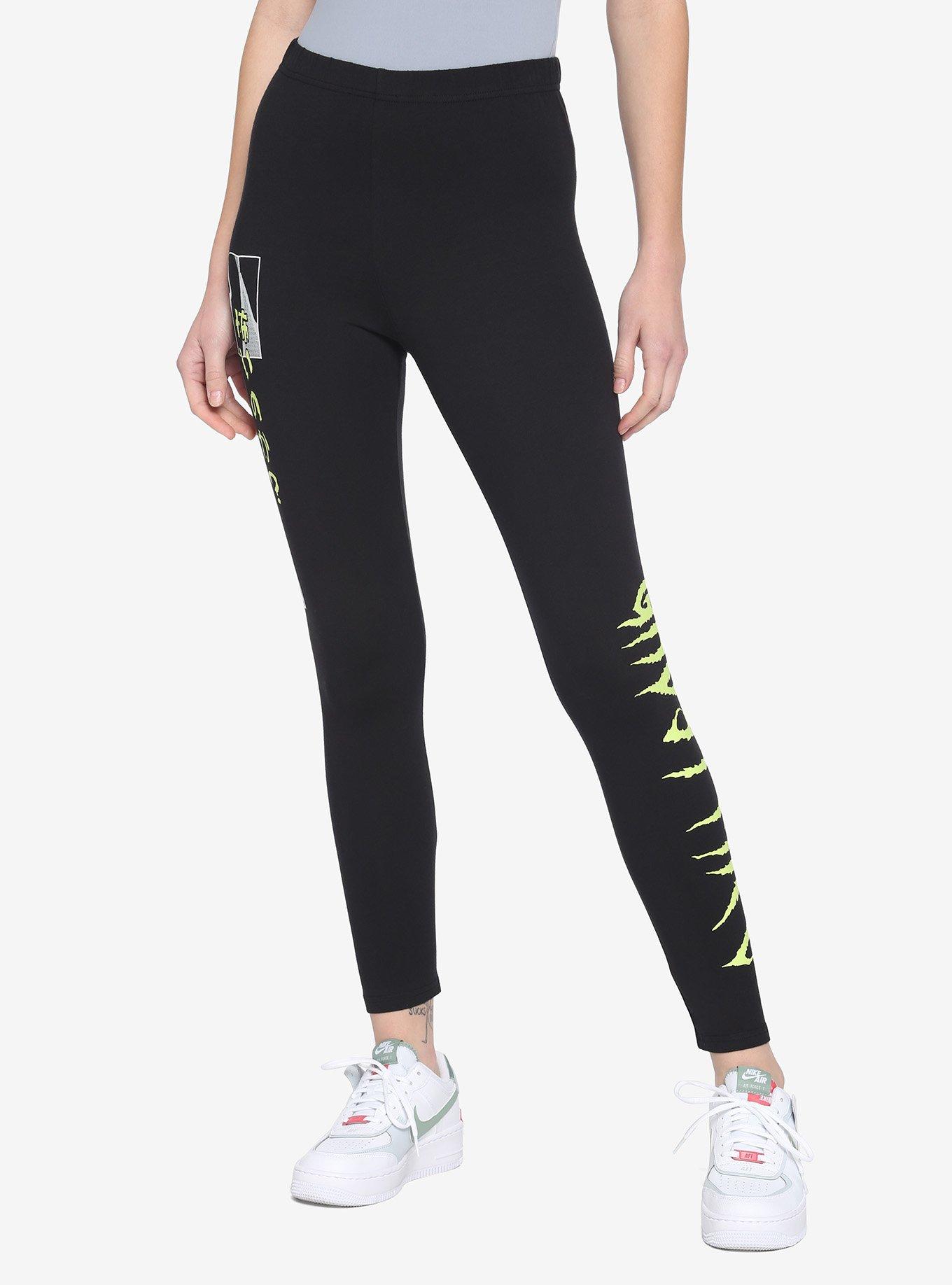 Scream Ghost Face Neon Logo Leggings, GREEN, alternate