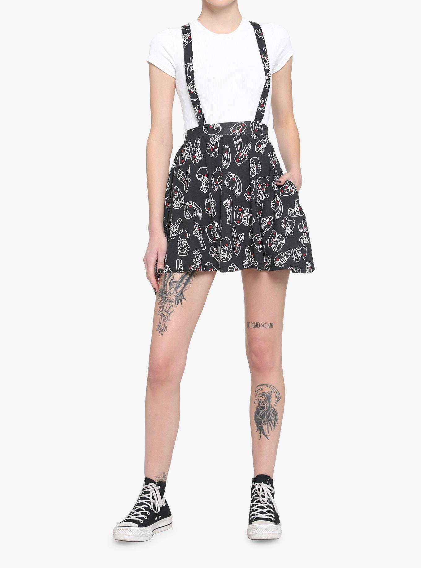 Gloomy Bear Outline Suspender Skirt, MULTI, alternate