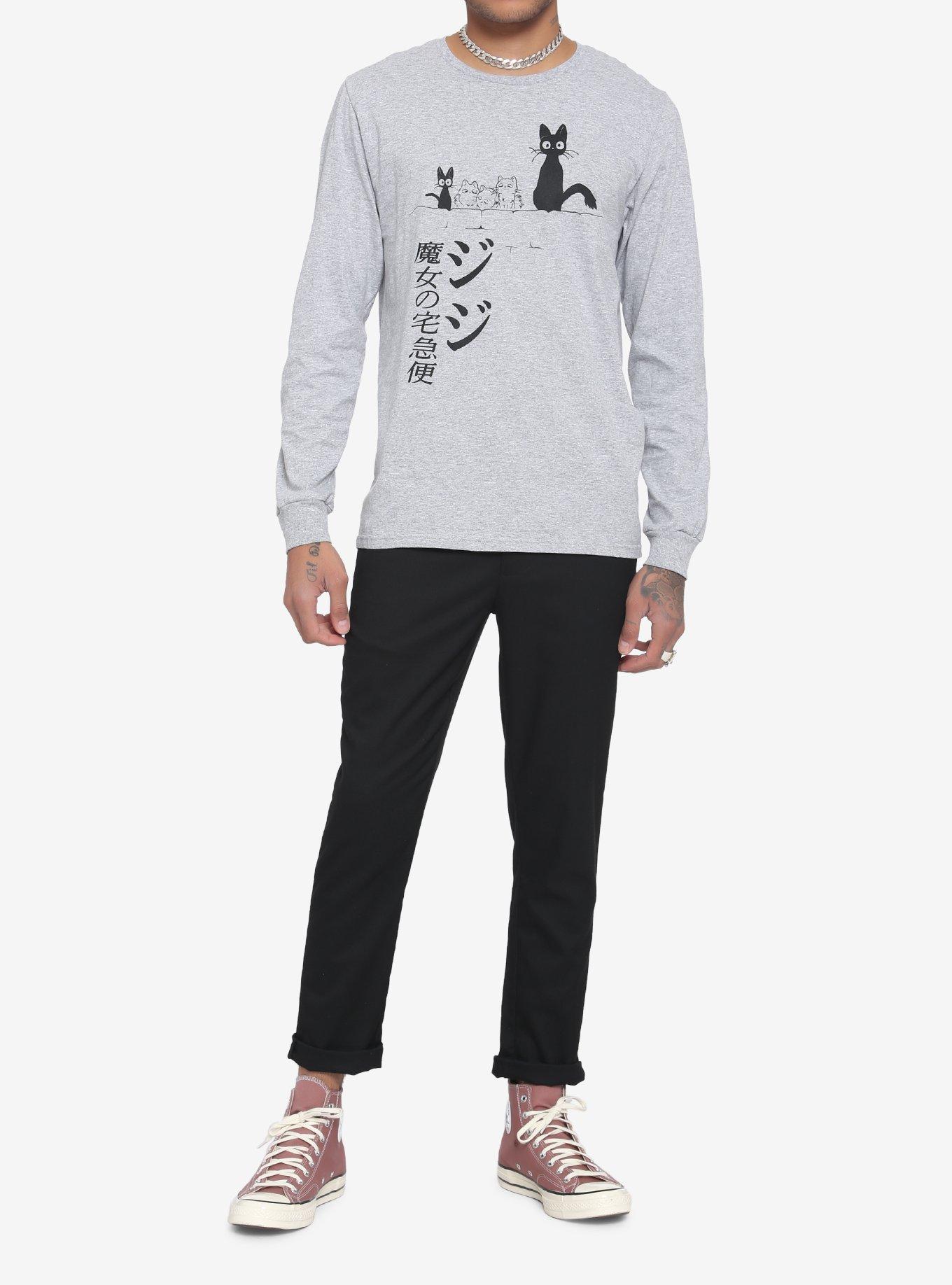 Studio Ghibli Kiki's Delivery Service Jiji & Kittens Long-Sleeve T-Shirt, GREY, alternate