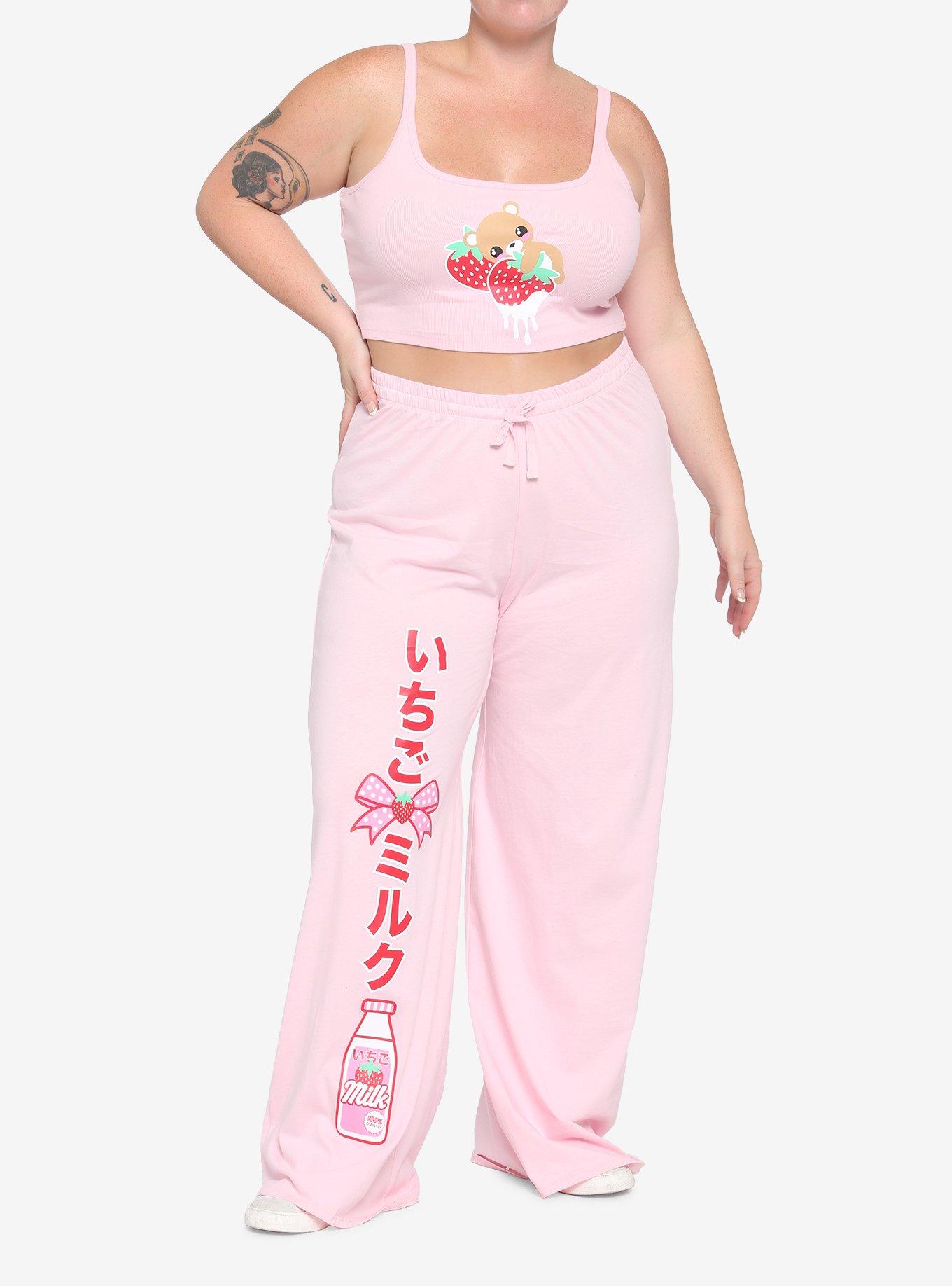 Strawberry Bear Girls Strappy Crop Tank Top Plus Size, MULTI, alternate