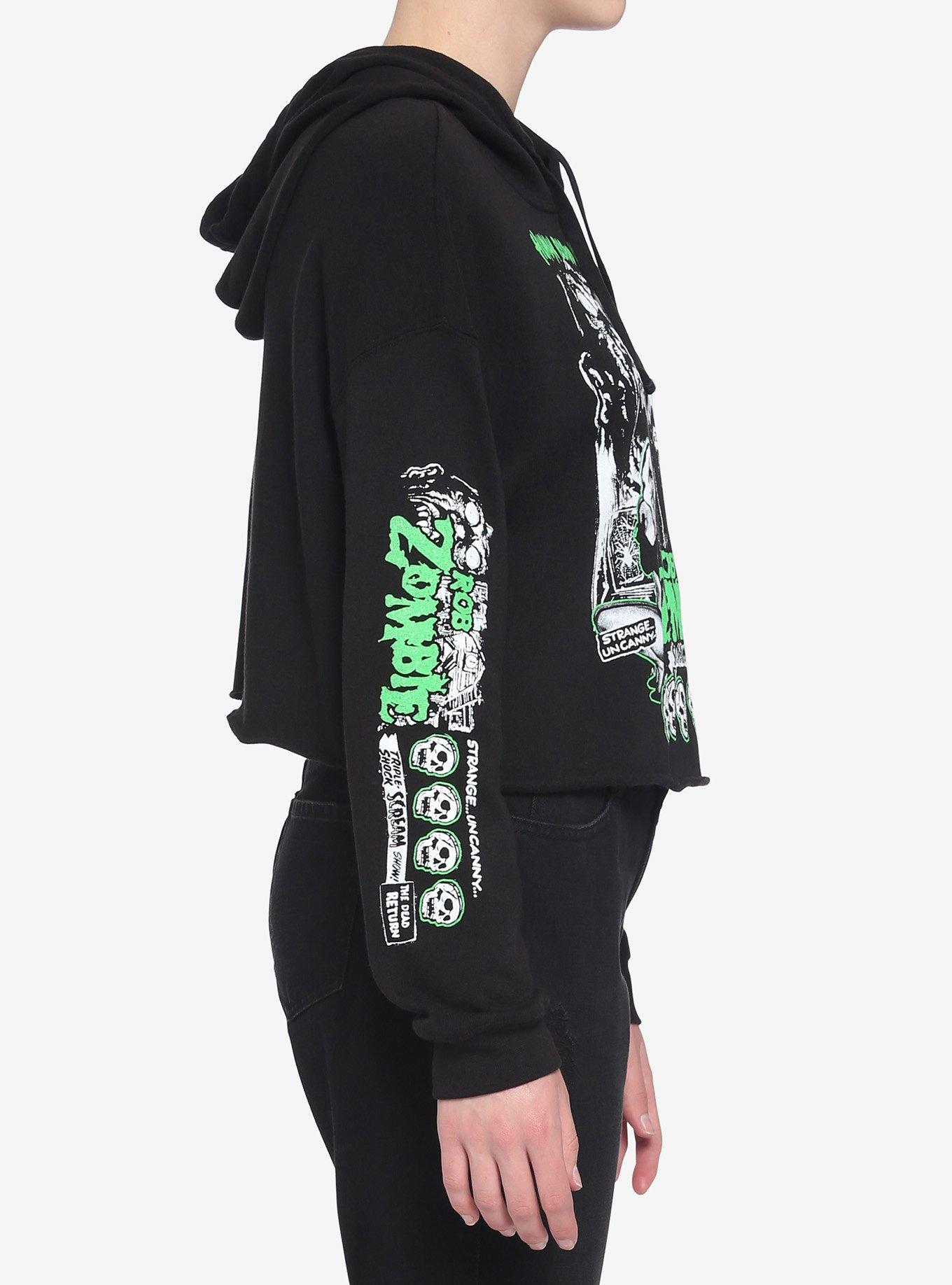 Rob Zombie Triple Shock Scream Show Girls Crop Hoodie, BLACK, alternate