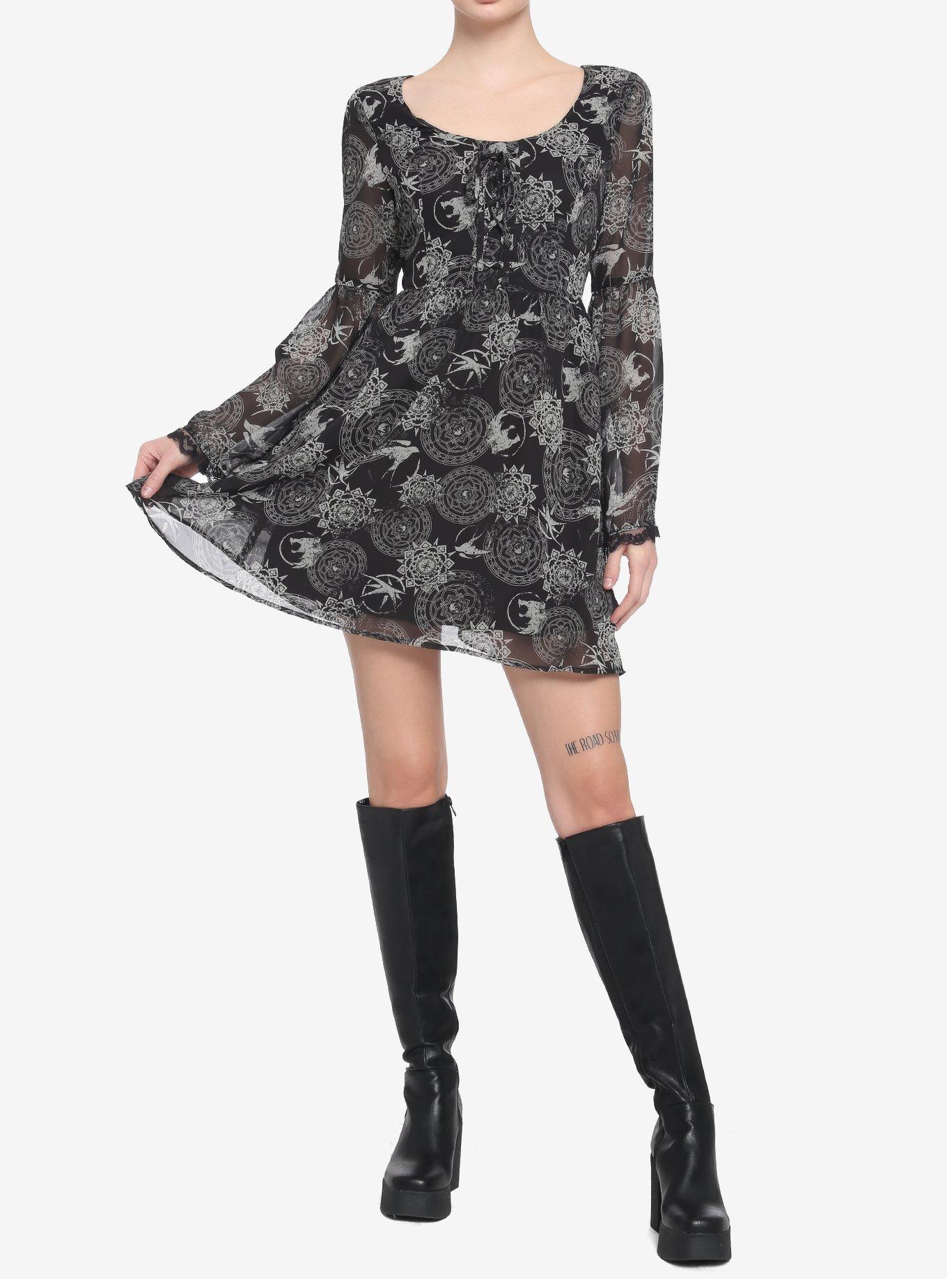 The Witcher Yennefer Symbols Bell Sleeve Dress, MULTI, alternate