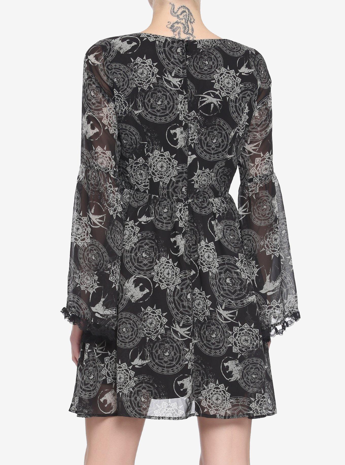 The Witcher Yennefer Symbols Bell Sleeve Dress, MULTI, alternate