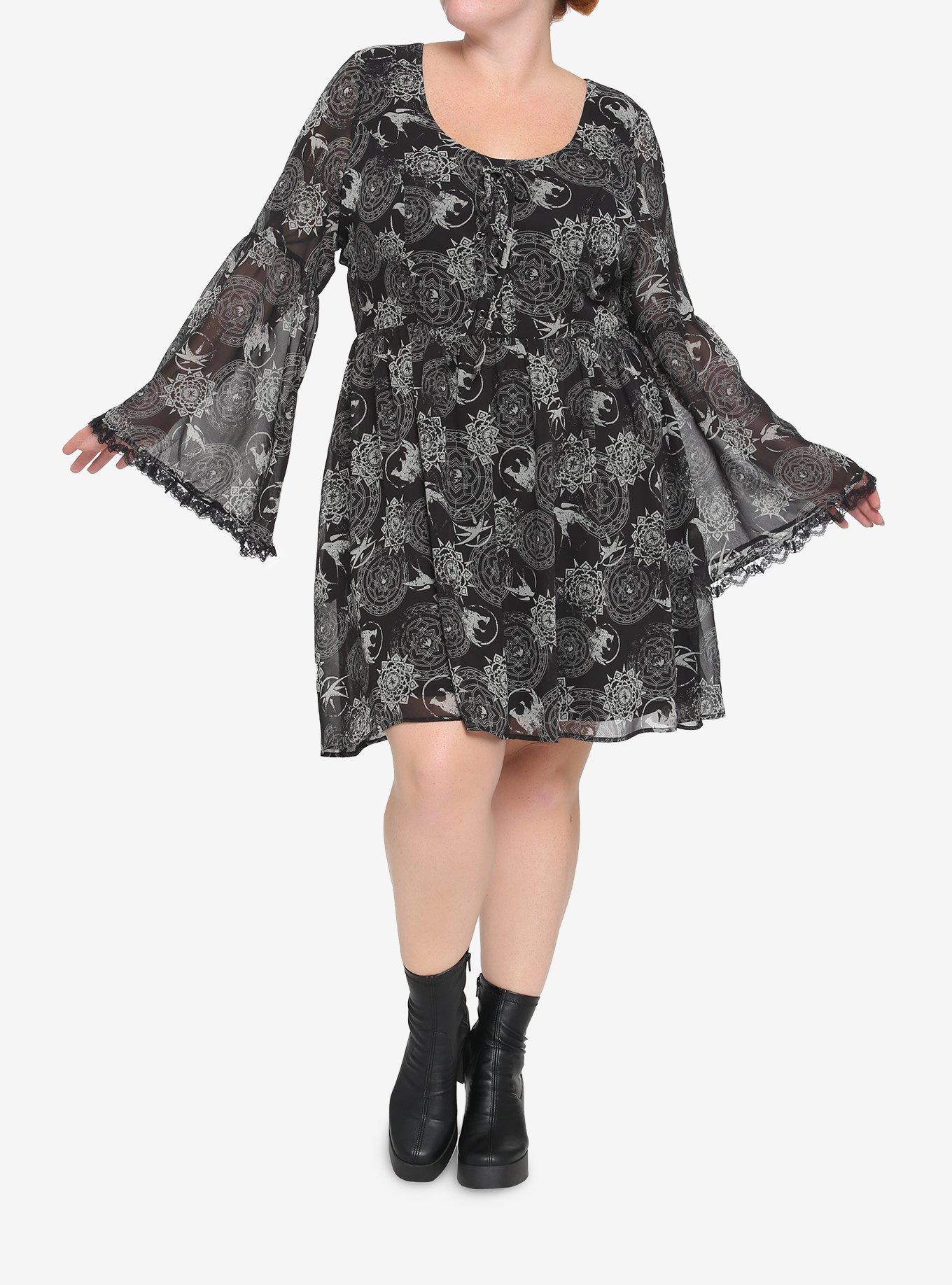 The Witcher Yennefer Symbols Bell Sleeve Dress Plus Size, MULTI, alternate