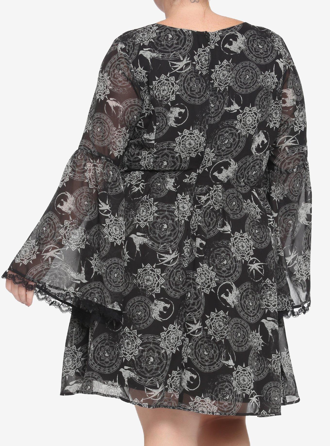 The Witcher Yennefer Symbols Bell Sleeve Dress Plus Size, MULTI, alternate