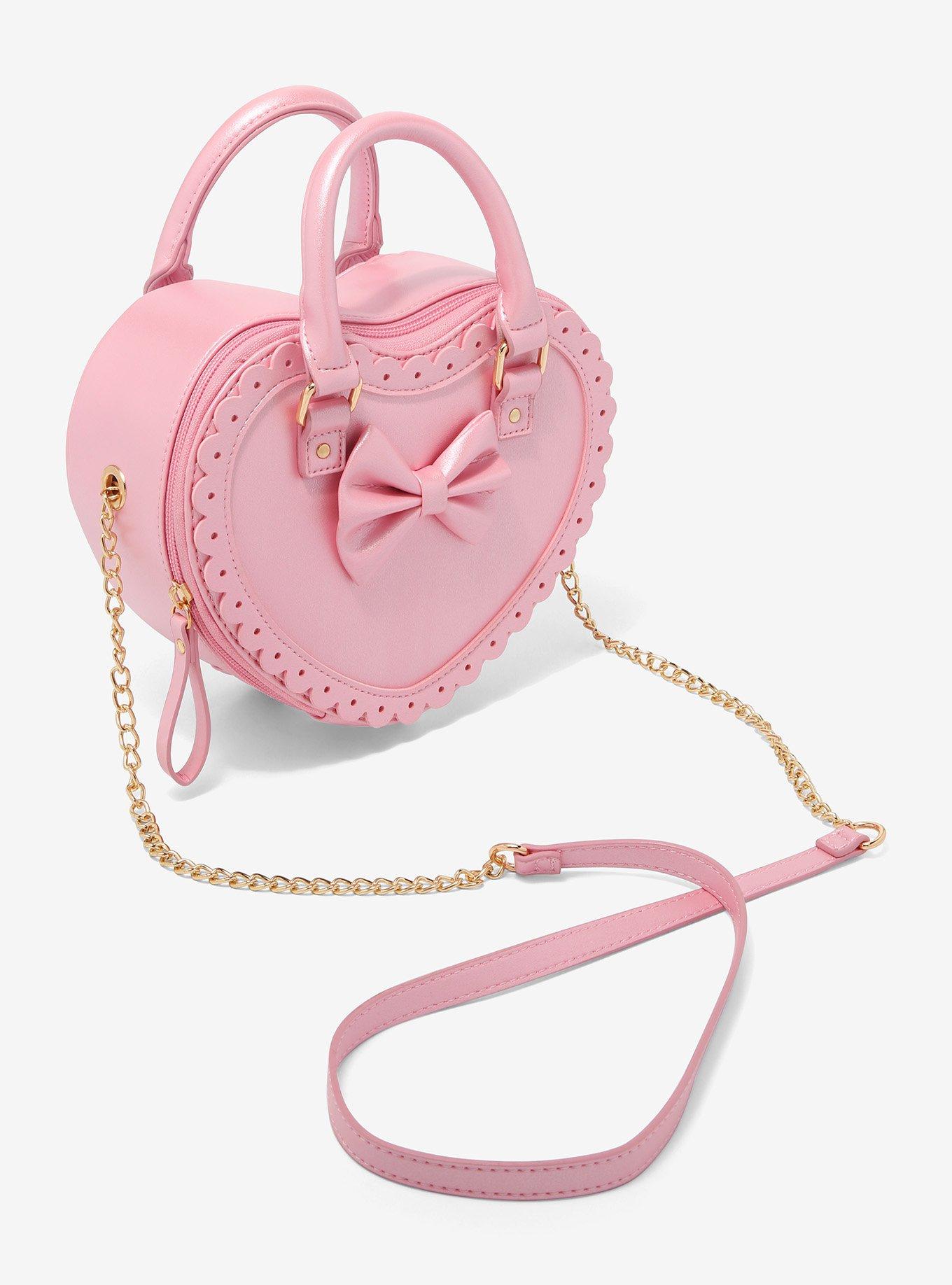 Lolita Pink Leopard Print Heart Shape Crossbody Bag – nbsama