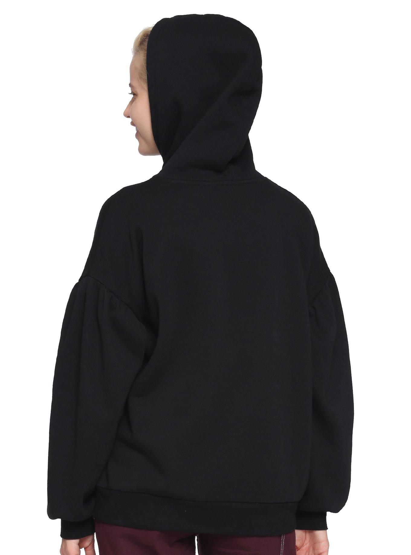 Nature's Magic Moon Phase Crystals & Mushrooms Girls Hoodie, BLACK, alternate