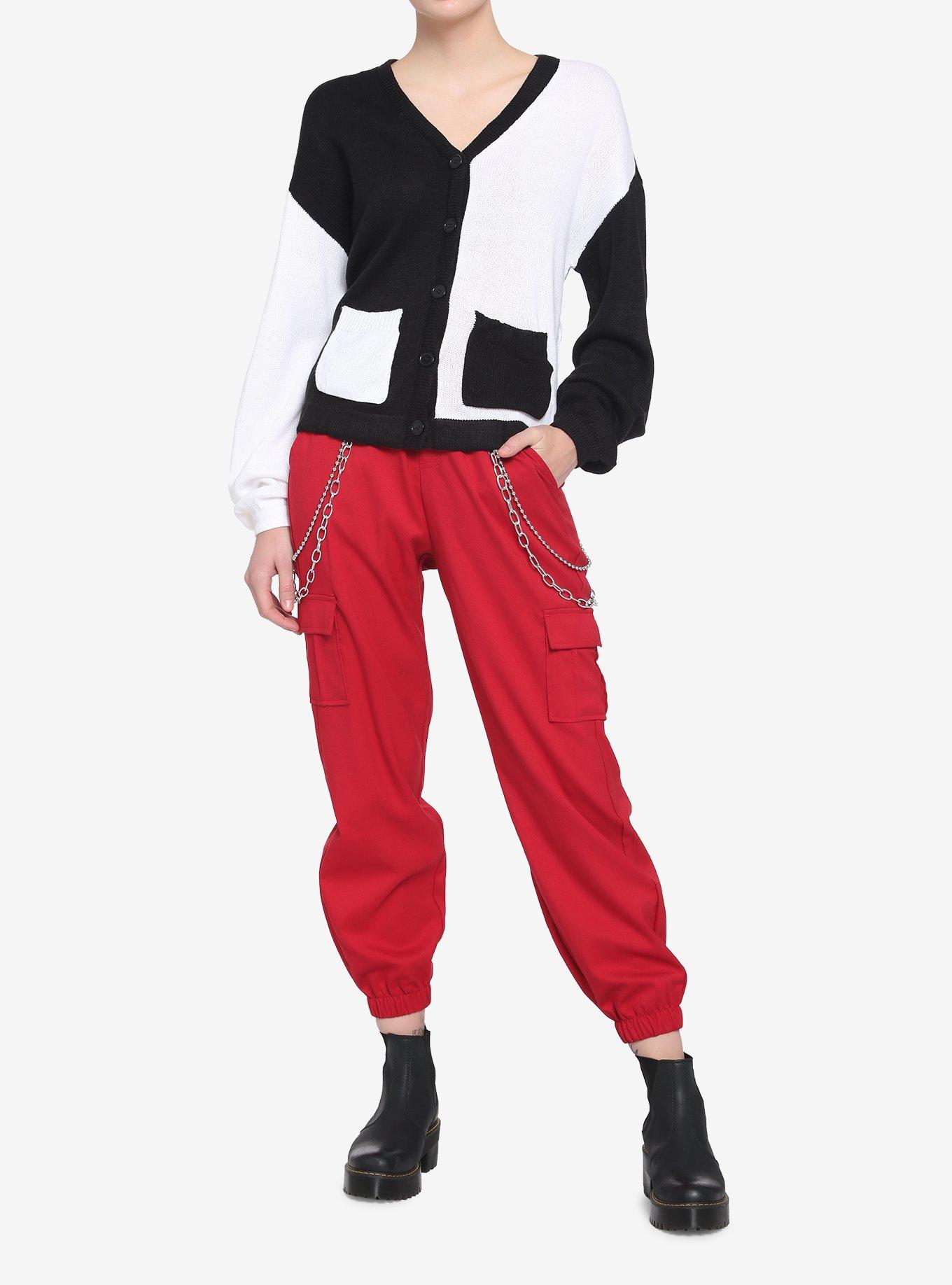 Black & White Split Boyfriend Fit Girls Cardigan, MULTI, alternate